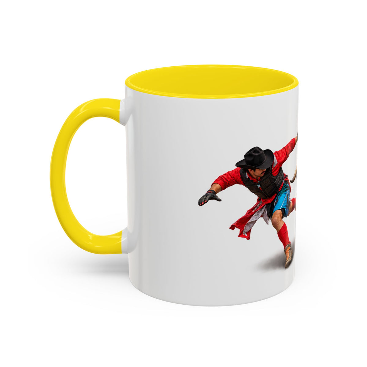 Accent Coffee Mug (11, 15oz) - Rodeo - Bull and Clown - 3D