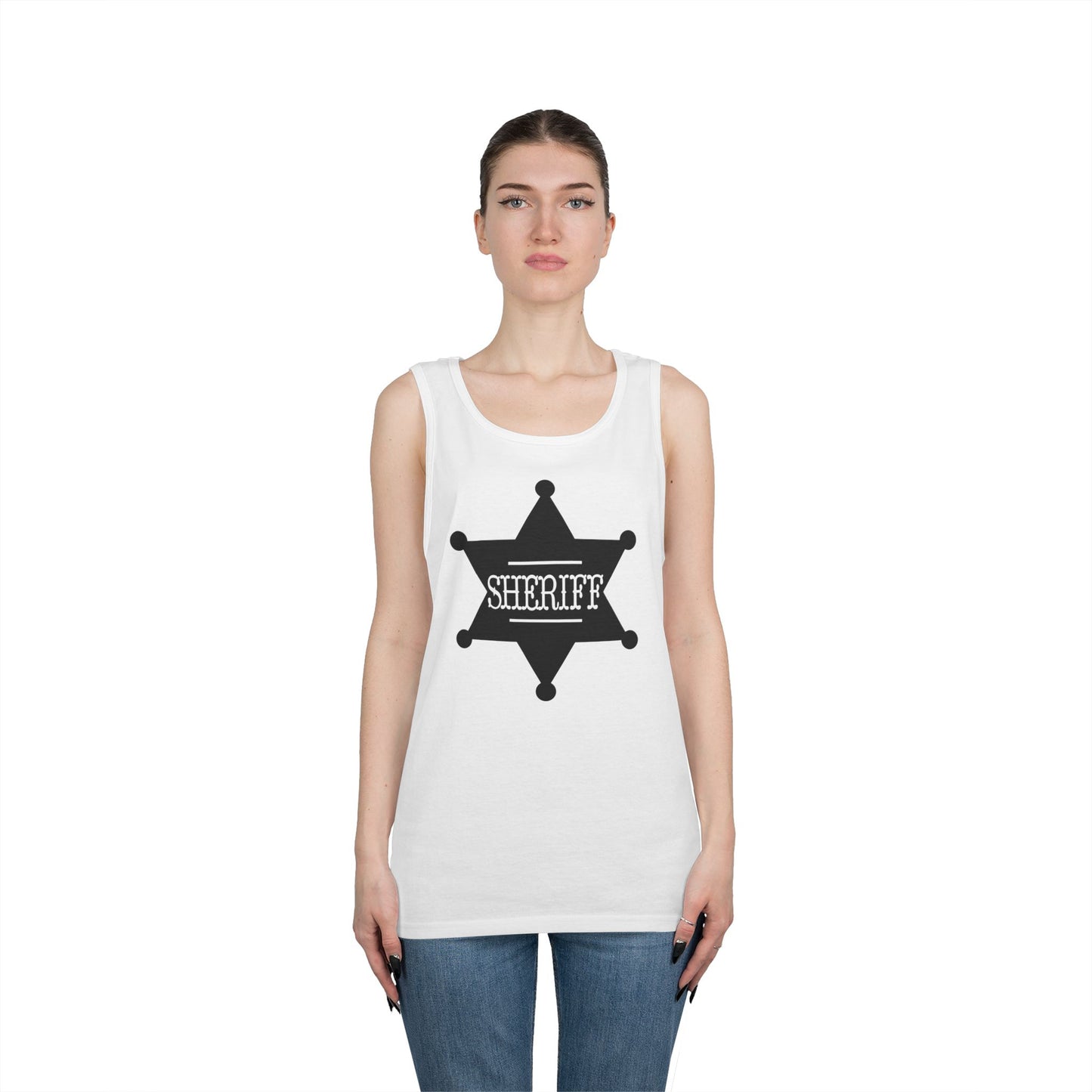 Unisex Heavy Cotton Tank Top - Sheriff Badge w Txt Sheriff X 300