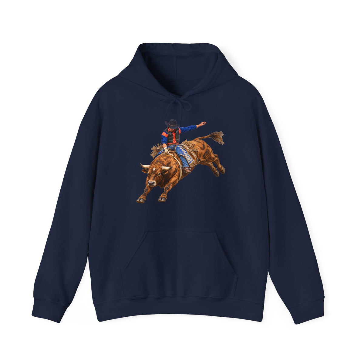 Hoodie — Cowboys - Bull Rider - Oblique - without Text - 3D Transparent