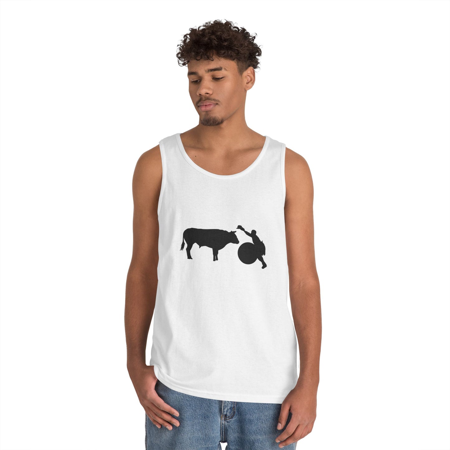 Unisex Heavy Cotton Tank Top - Clown and Bull - Silhouette - V2