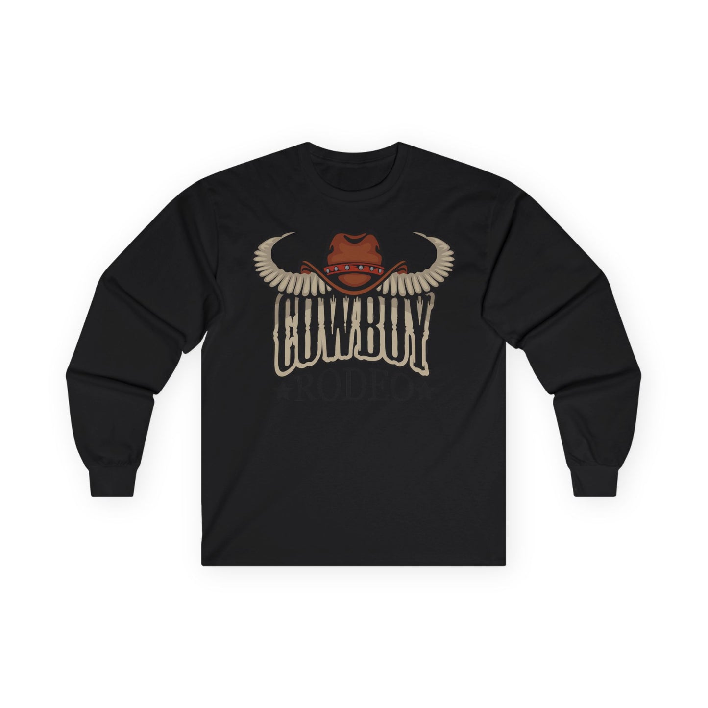 Unisex Ultra Cotton Long Sleeve Tee - Cowboy Rodeo - Horn