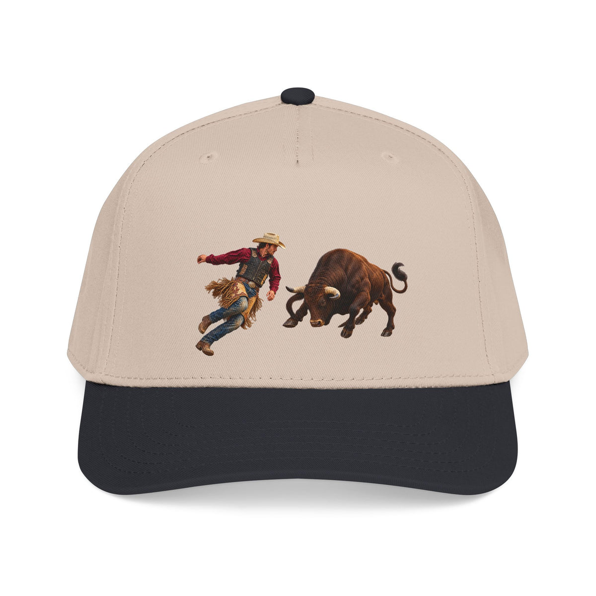 Mid Profile Baseball Cap — Cowboys - Cowboy and Bull - Color - 3D Transparent