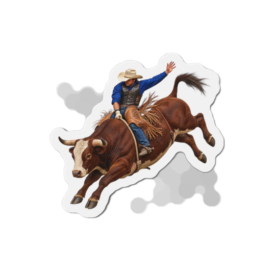 Die-Cut Magnets — Cowboys - Bull Rider - Mid Ride - without Text - 3D Transparent