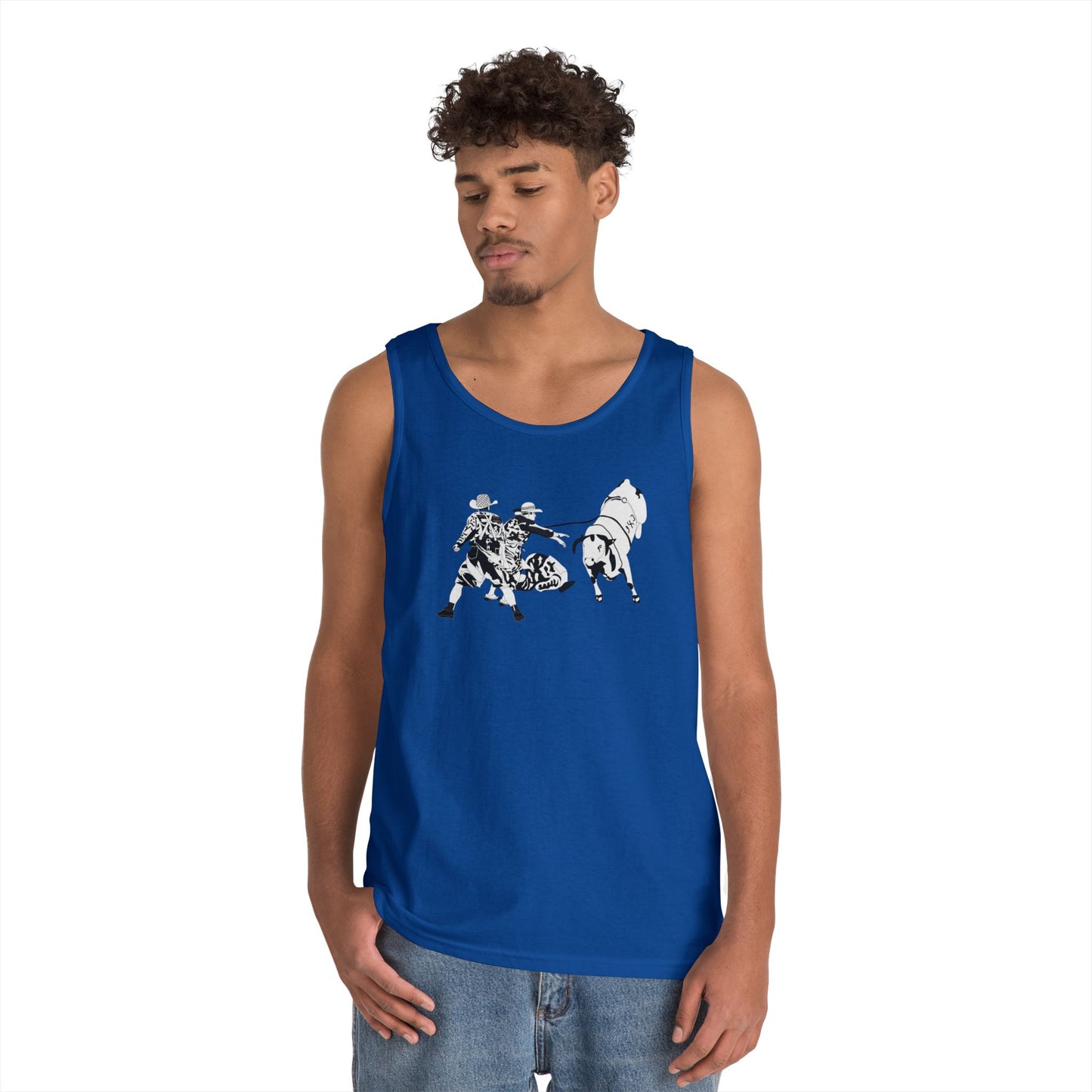 Unisex Heavy Cotton Tank Top - Clowns and Bull - BW