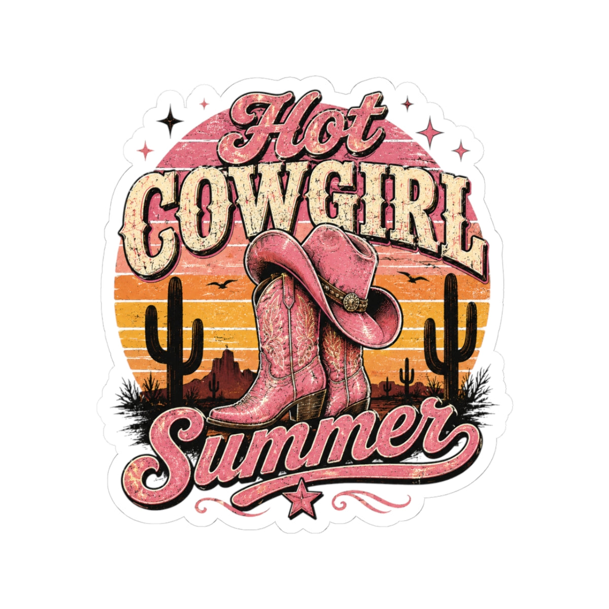 Kiss-Cut Sticker — Hot Cowgirl Summer