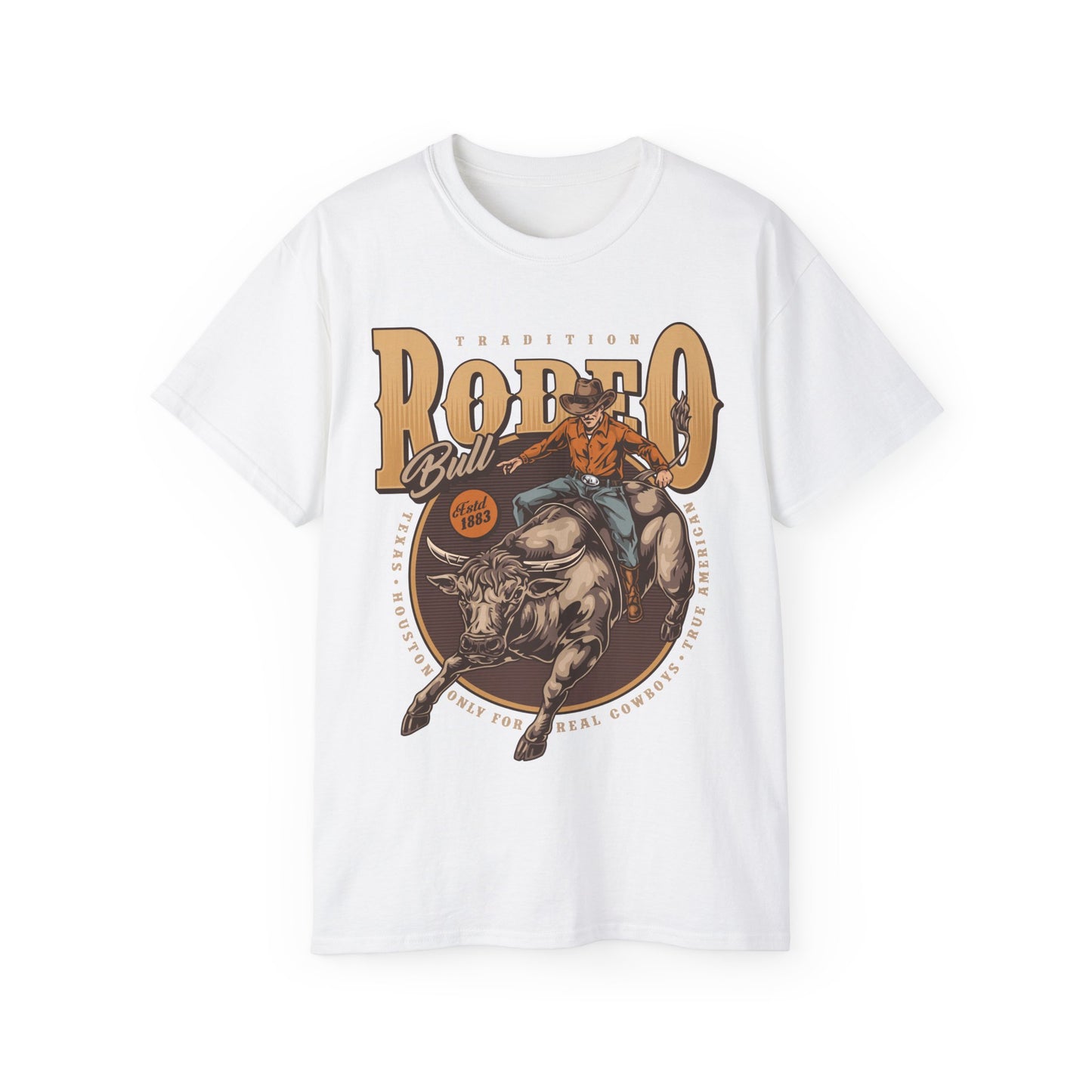 Unisex Ultra Cotton Tee - Tradition Rodeo Bull - Real Cowboys