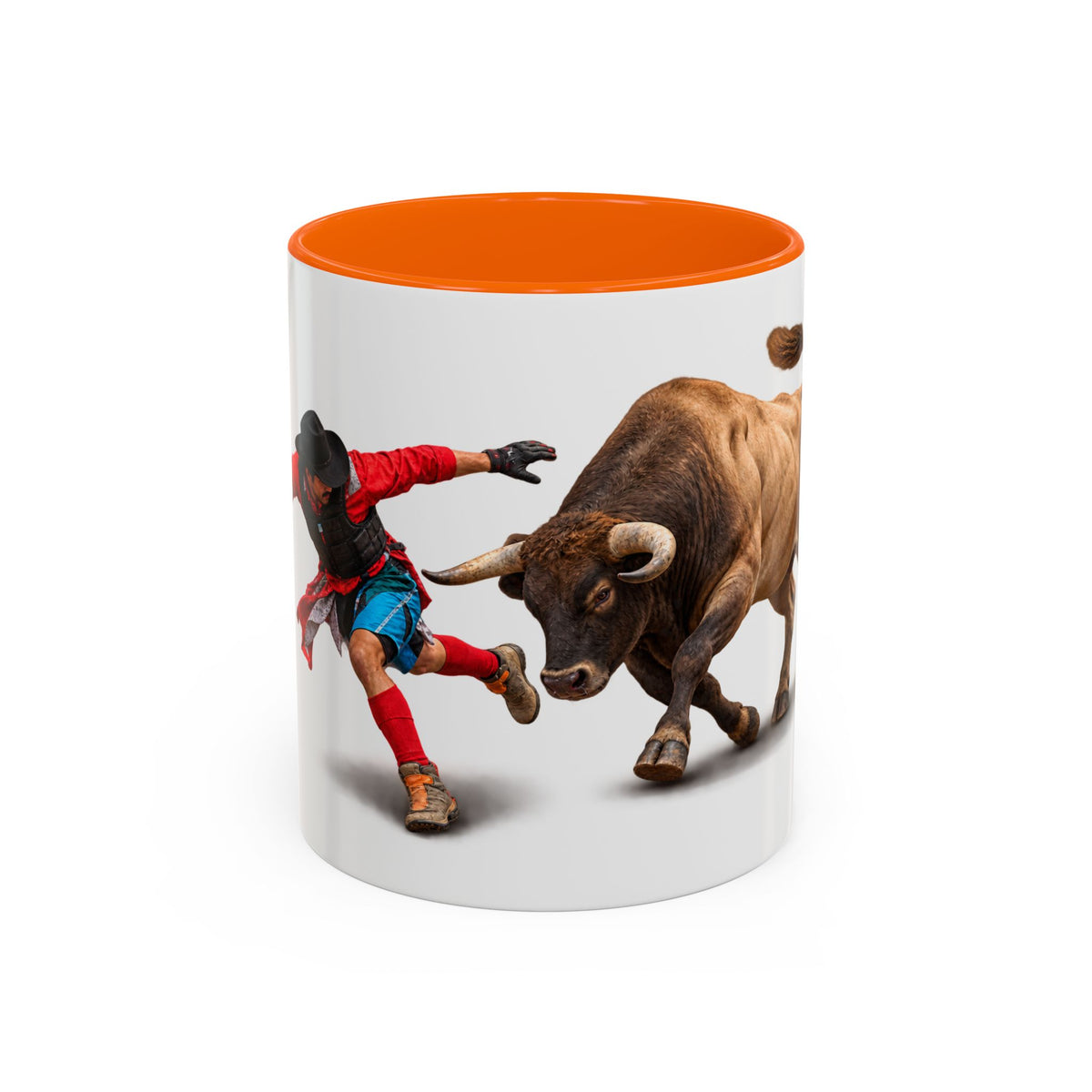 Accent Coffee Mug (11, 15oz) - Rodeo - Bull and Clown - 3D