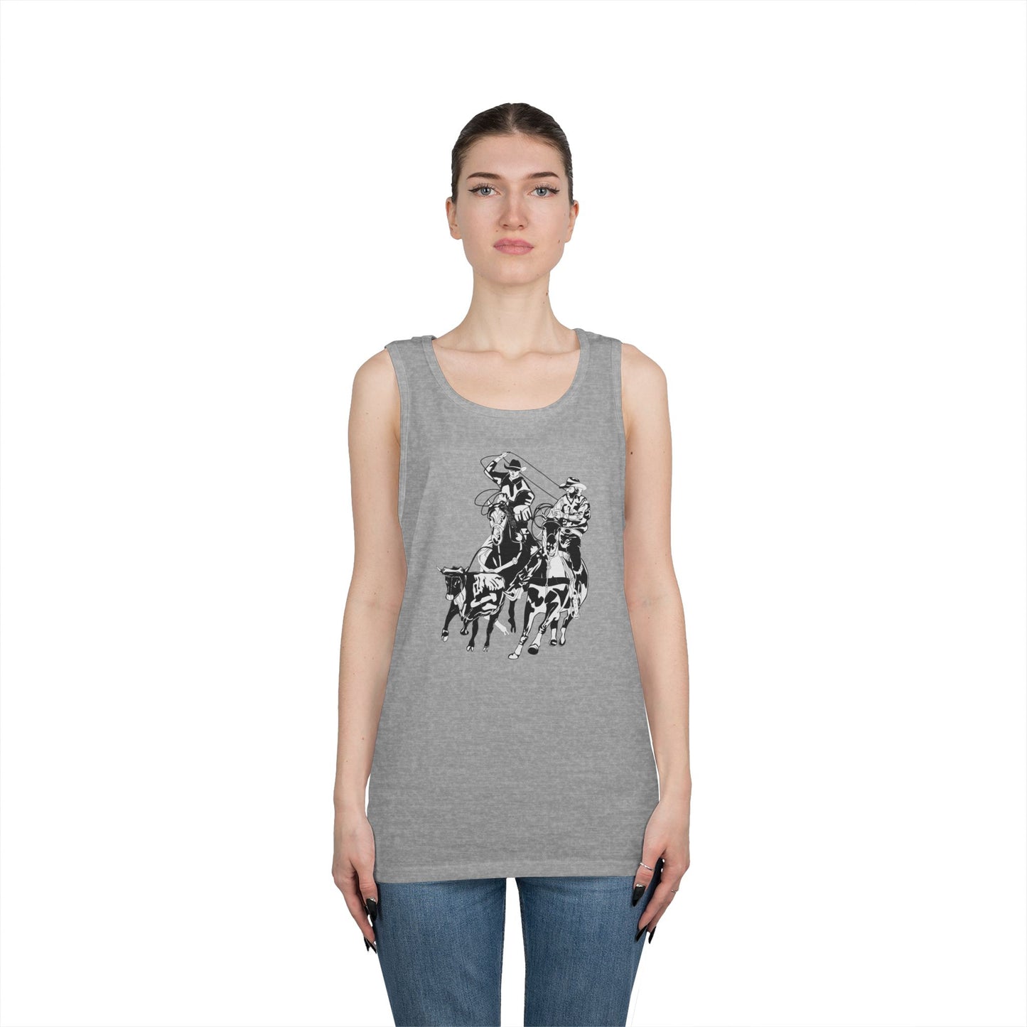 Unisex Heavy Cotton Tank Top - California Rodeo - Salinas Team Roping - BW