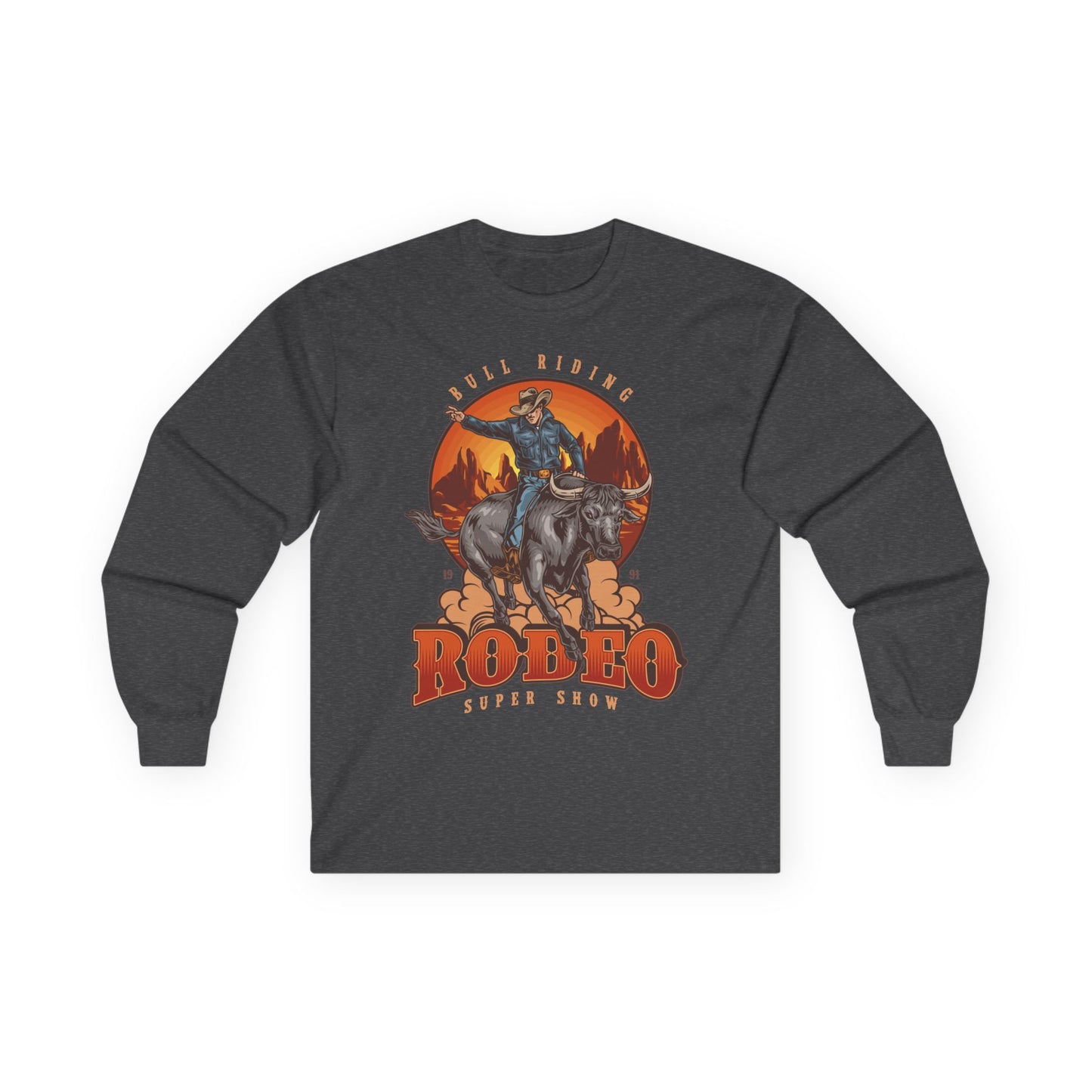 Unisex Ultra Cotton Long Sleeve Tee - Bull Riding - Rodeo Super Show
