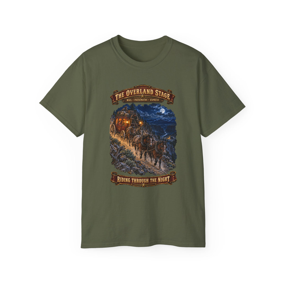 Unisex Ultra Cotton Tee - Night Ride Overland Stage - Dusty Trails - 3D - Enhanced