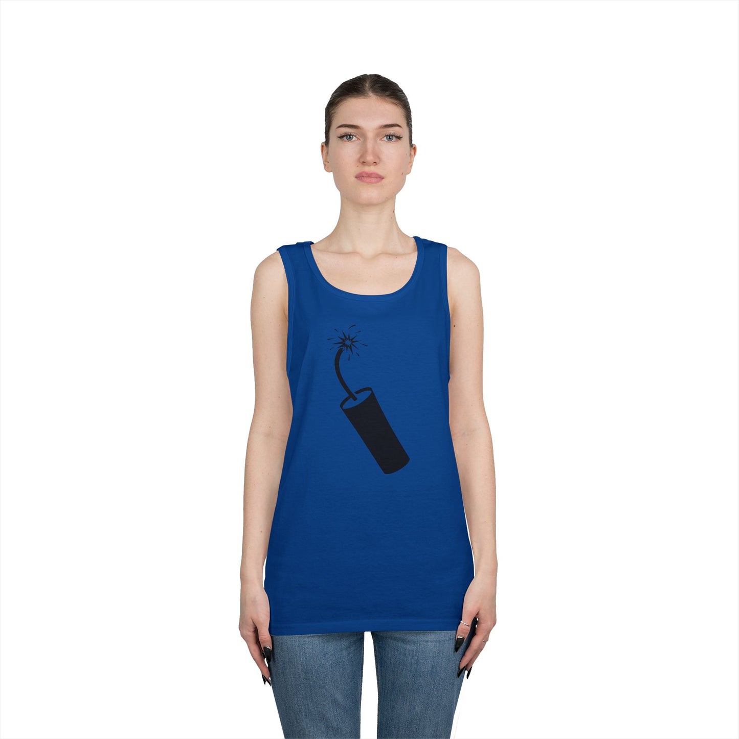Unisex Heavy Cotton Tank Top - Dynamite Stick w Burng Fuse X 300