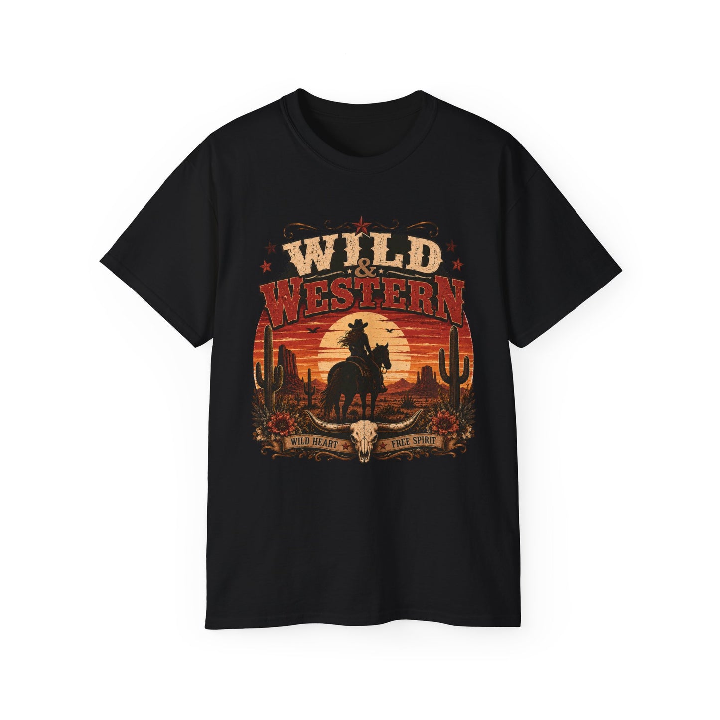T-Shirt - Wild Western sunset ride