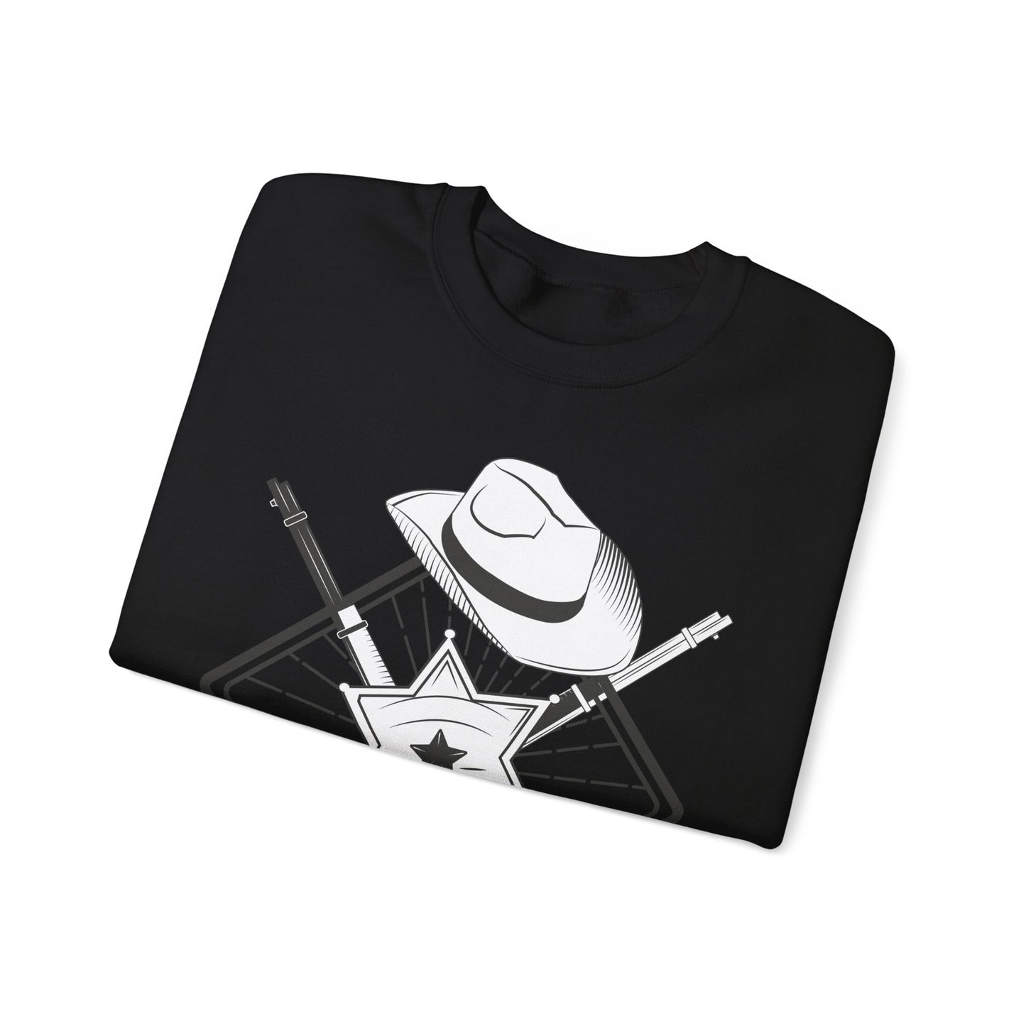 Crewneck Sweatshirt - Vintage Cowboy w Rifles and Hat