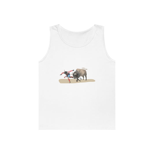 Unisex Heavy Cotton Tank Top - Rodeo - Bull and Clown