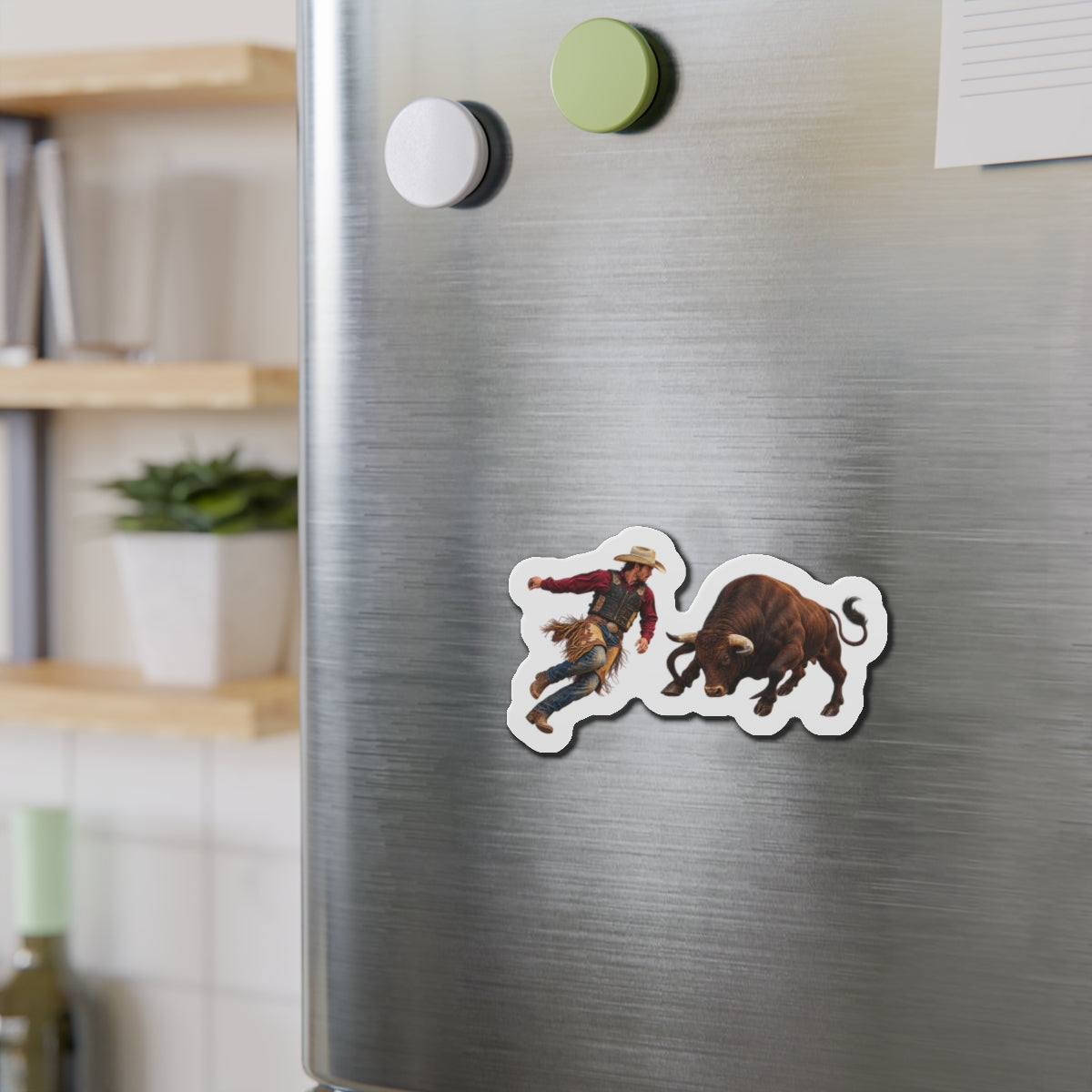 Die-Cut Magnets — Cowboys - Cowboy and Bull - Color - 3D Transparent