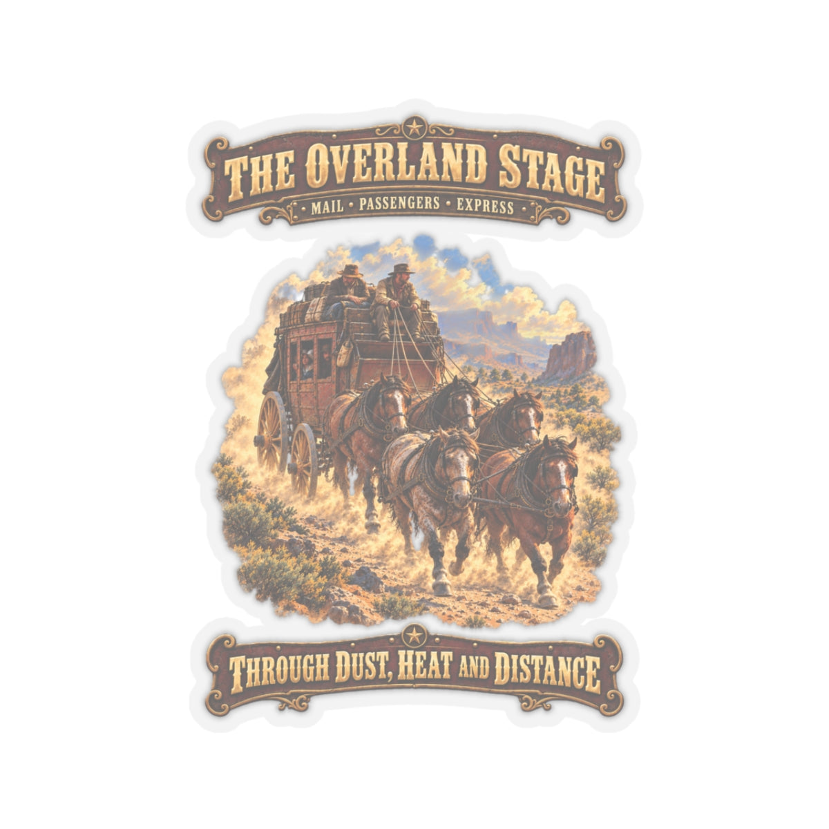 Kiss-Cut Sticker — Overland Stage - Dusty Trails - 3D - Enhanced