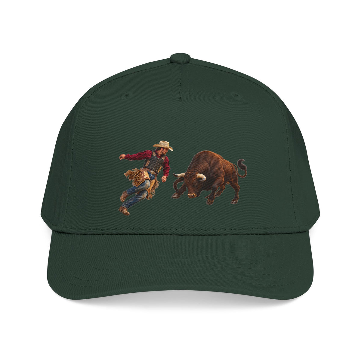 Mid Profile Baseball Cap — Cowboys - Cowboy and Bull - Color - 3D Transparent