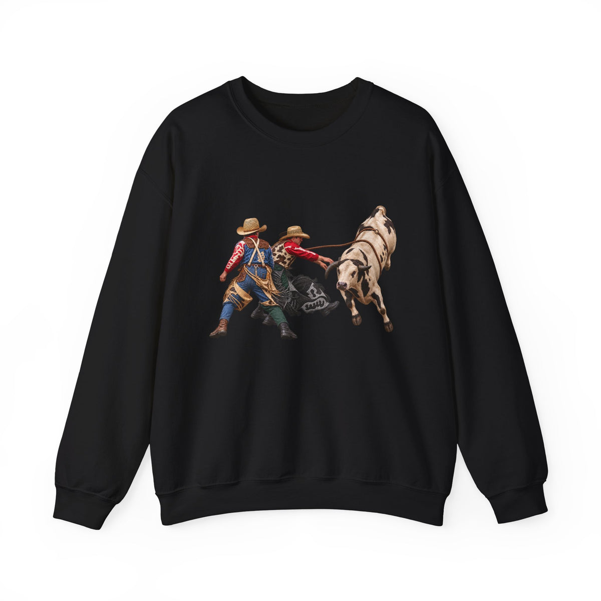 Crewneck Sweatshirt - Cowboys - Clowns and Bull - without Text - 3D Transparent