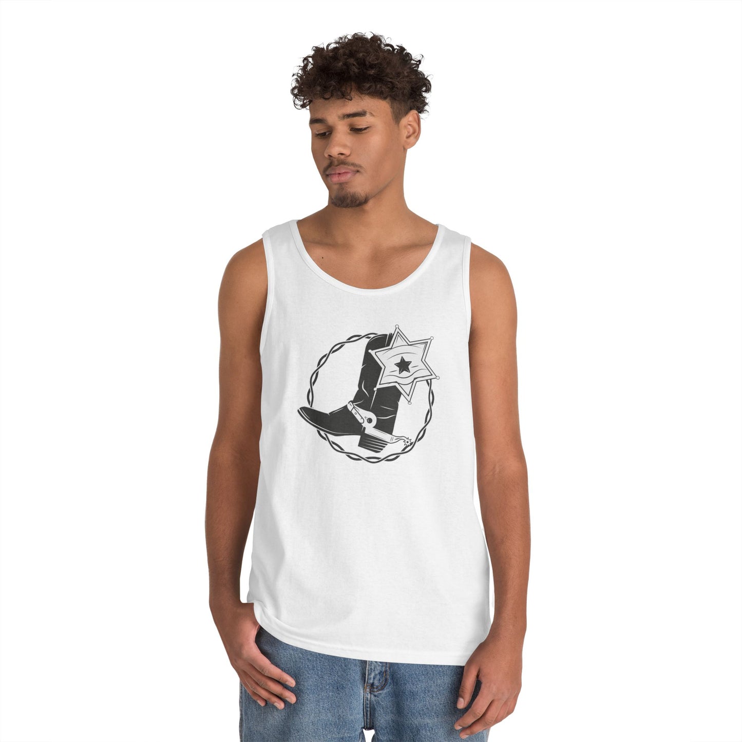 Unisex Heavy Cotton Tank Top - Boots w Star