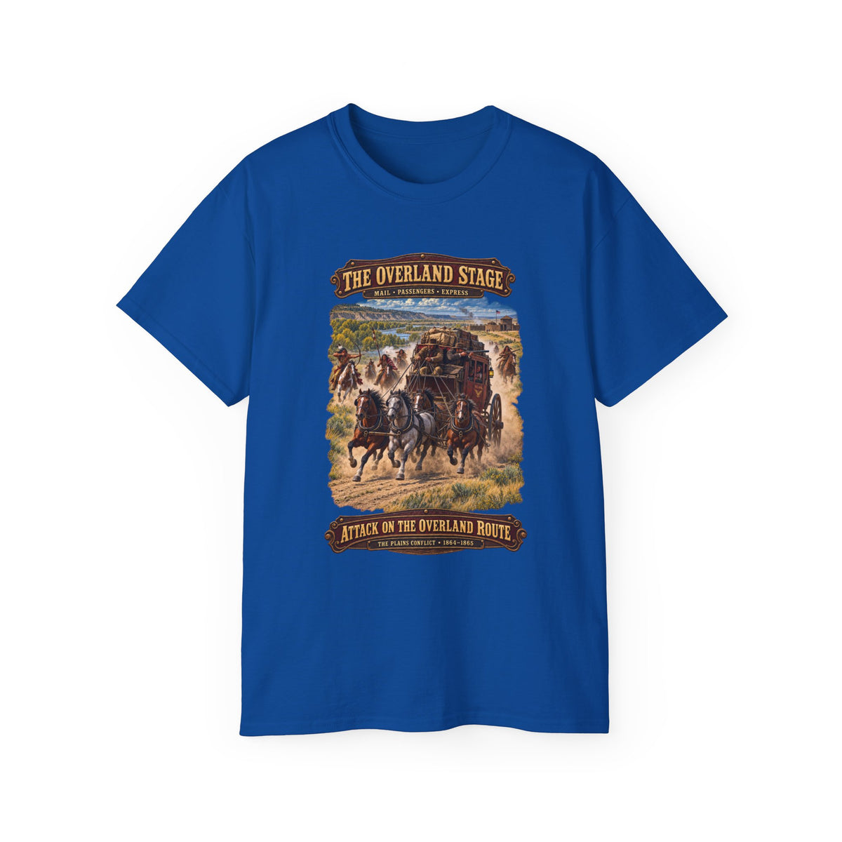 Unisex Ultra Cotton Tee - Overland Stage - Indian Attack on the Trail - 3D - Enhanced