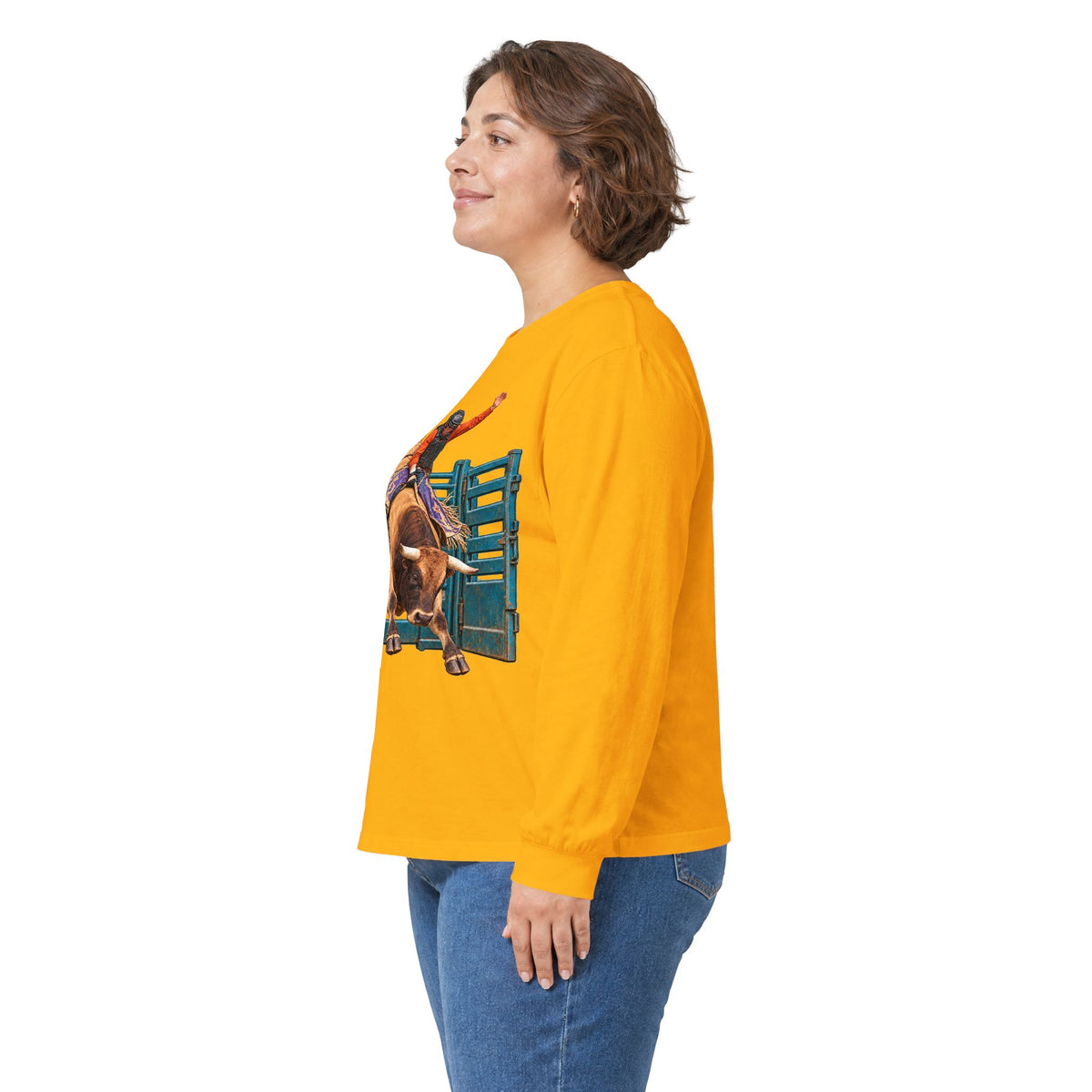 Unisex Ultra Cotton Long Sleeve Tee - Cowboys - Bull Rider - Out of the Chute - without Text - 3D Transparent