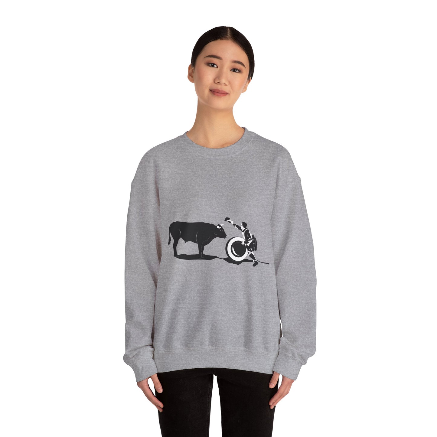 Crewneck Sweatshirt - Clown and Bull - BW