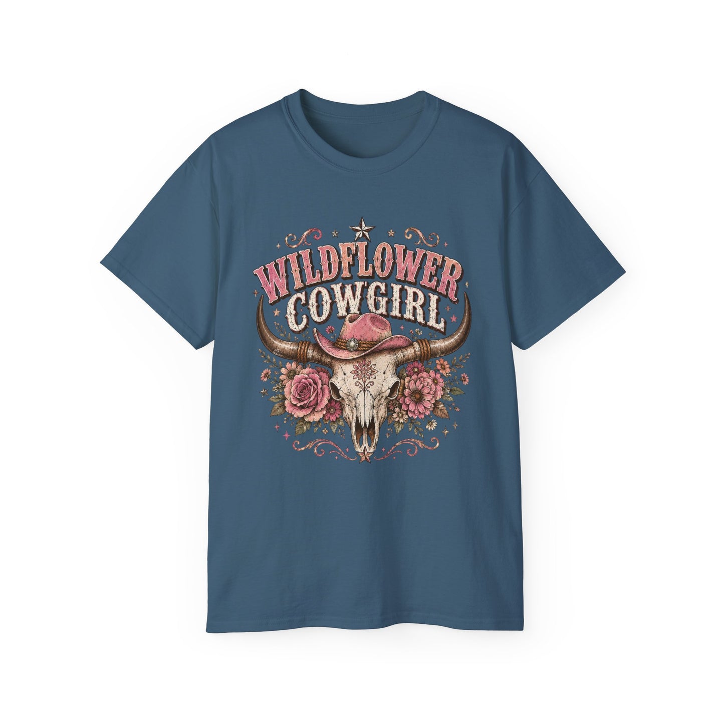 T-Shirt - Wildflower cowgirl with rustic charm