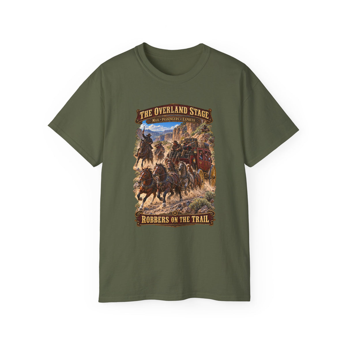 Unisex Ultra Cotton Tee - Overland Stage - Robbers on the Trail - 3D - Enhanced