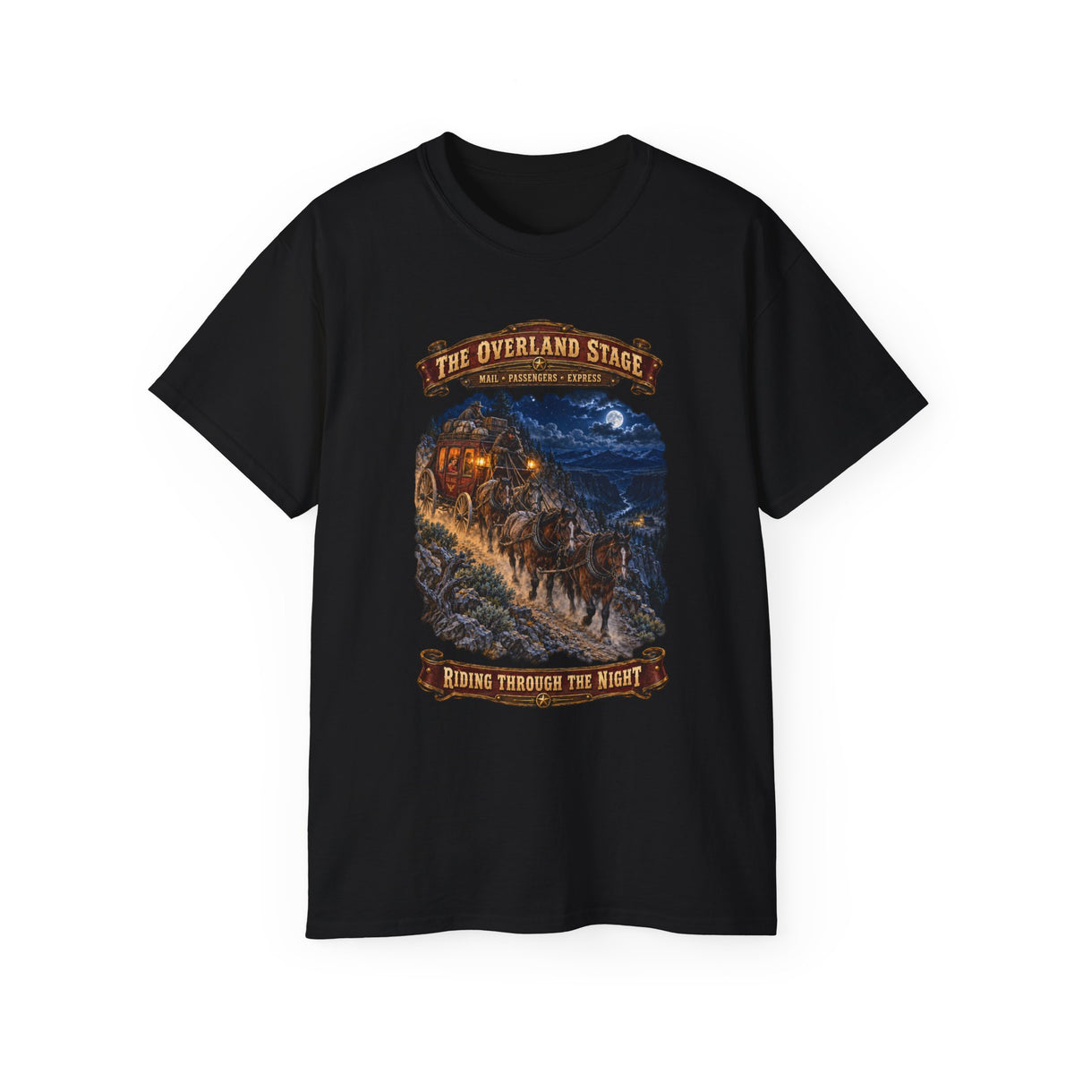 Unisex Ultra Cotton Tee - Night Ride Overland Stage - Dusty Trails - 3D - Enhanced