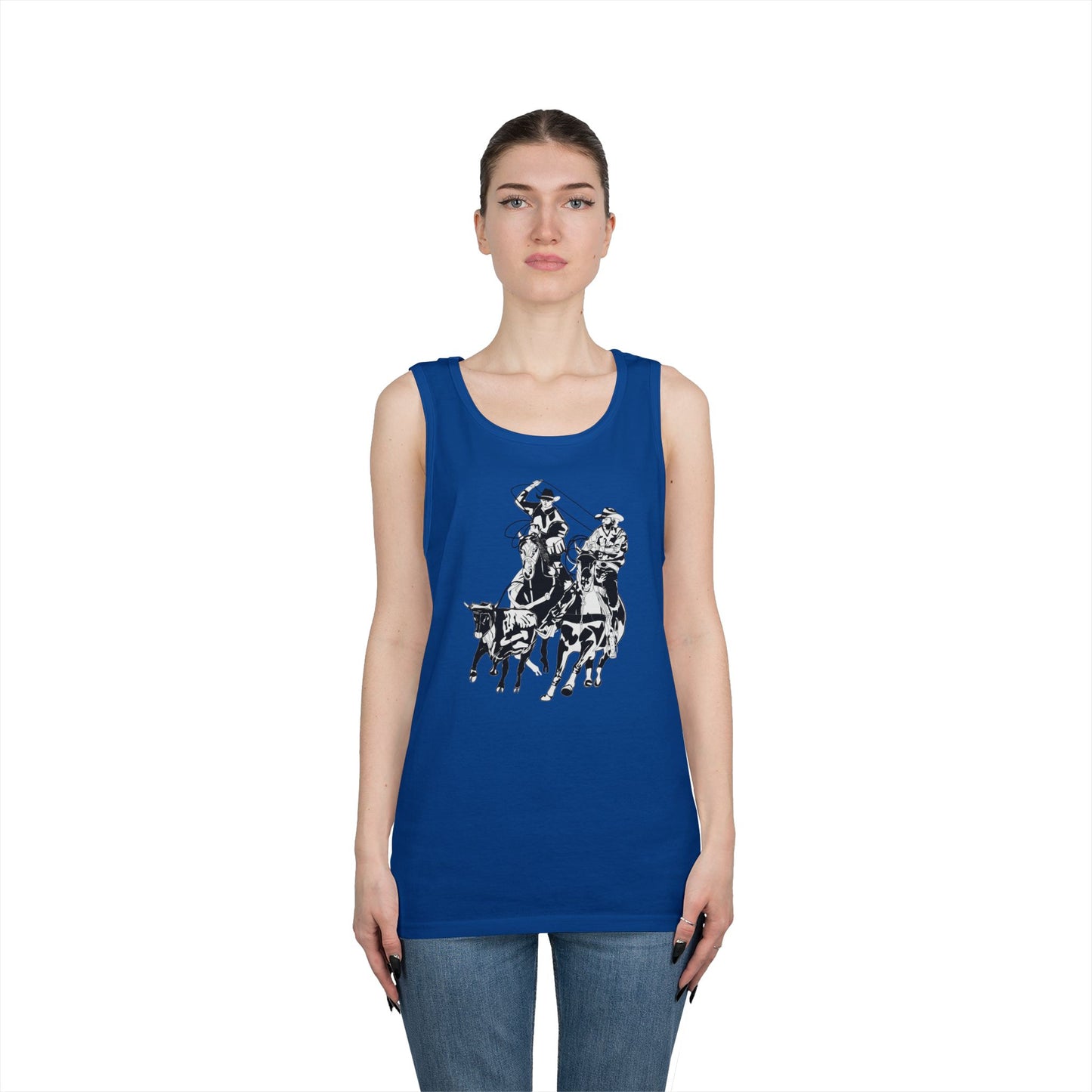 Unisex Heavy Cotton Tank Top - California Rodeo - Salinas Team Roping - BW