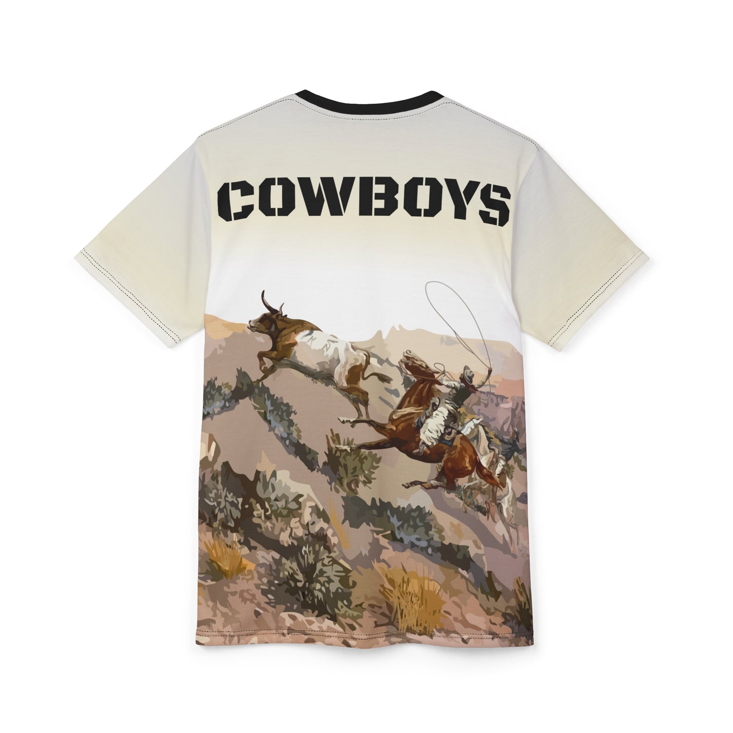 Unisex T-Shirt - Old West Cowboys Wrangling the Herd with Text