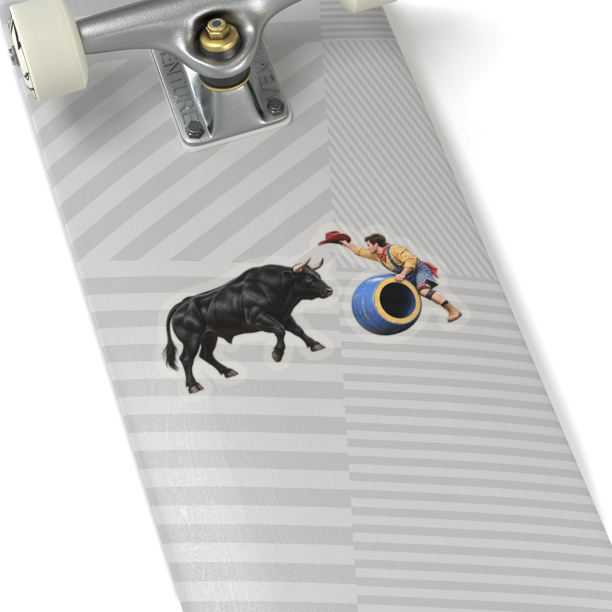 Kiss-Cut Stickers - Cowboys - Clown Teasing Bull, Barrel - 3D Transparent