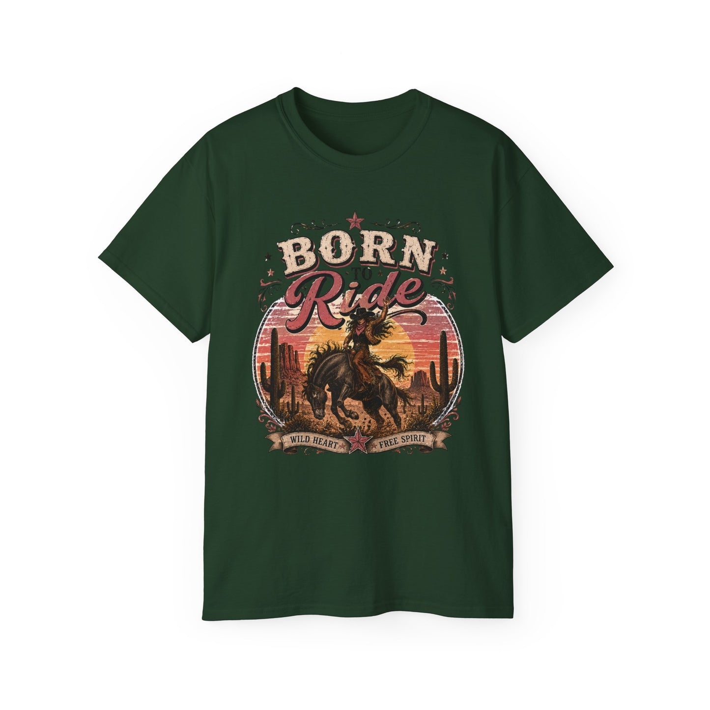 T-Shirt - Born to ride in the wild west