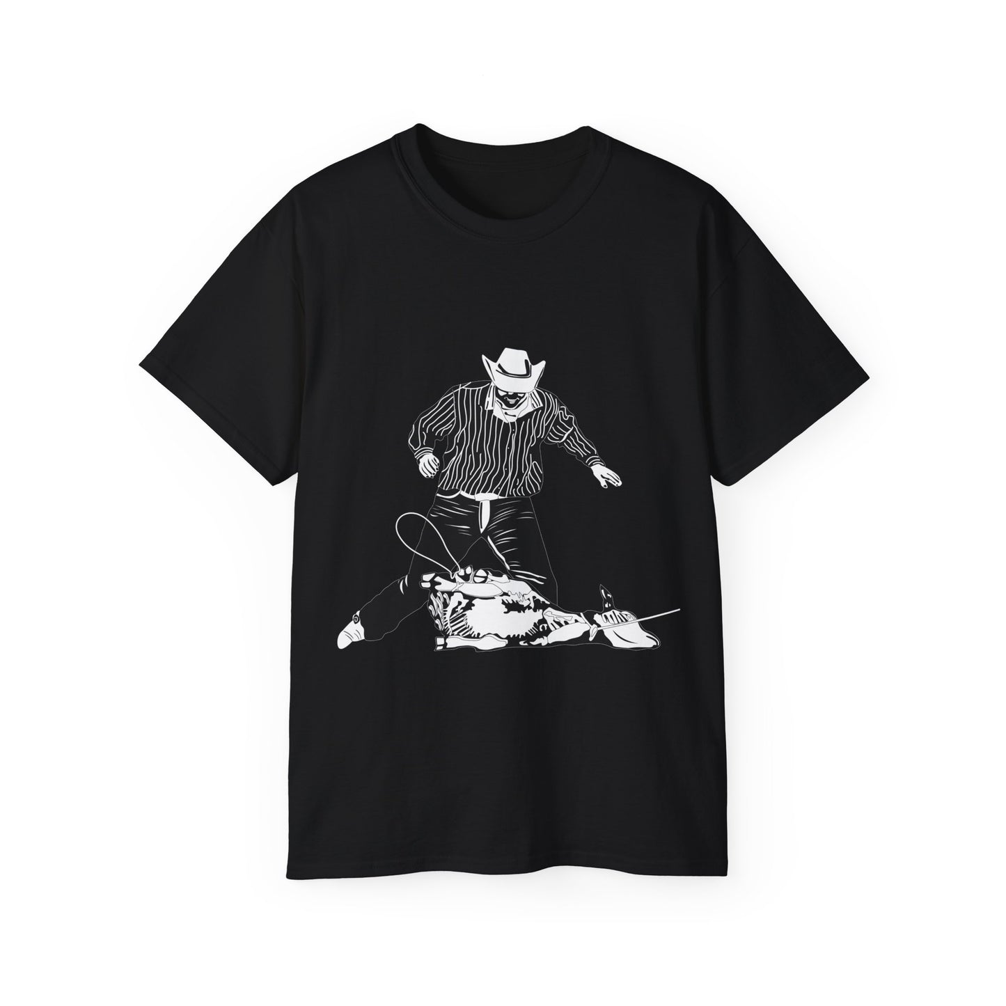 Unisex Ultra Cotton Tee - Calf Roping - BW
