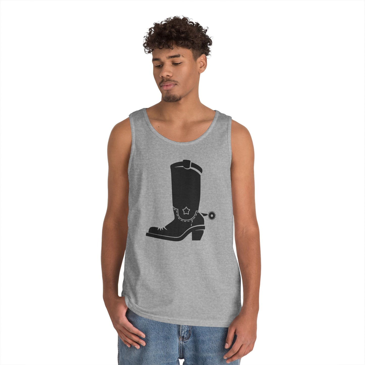 Unisex Heavy Cotton Tank Top - Western Boot with Spur X 300