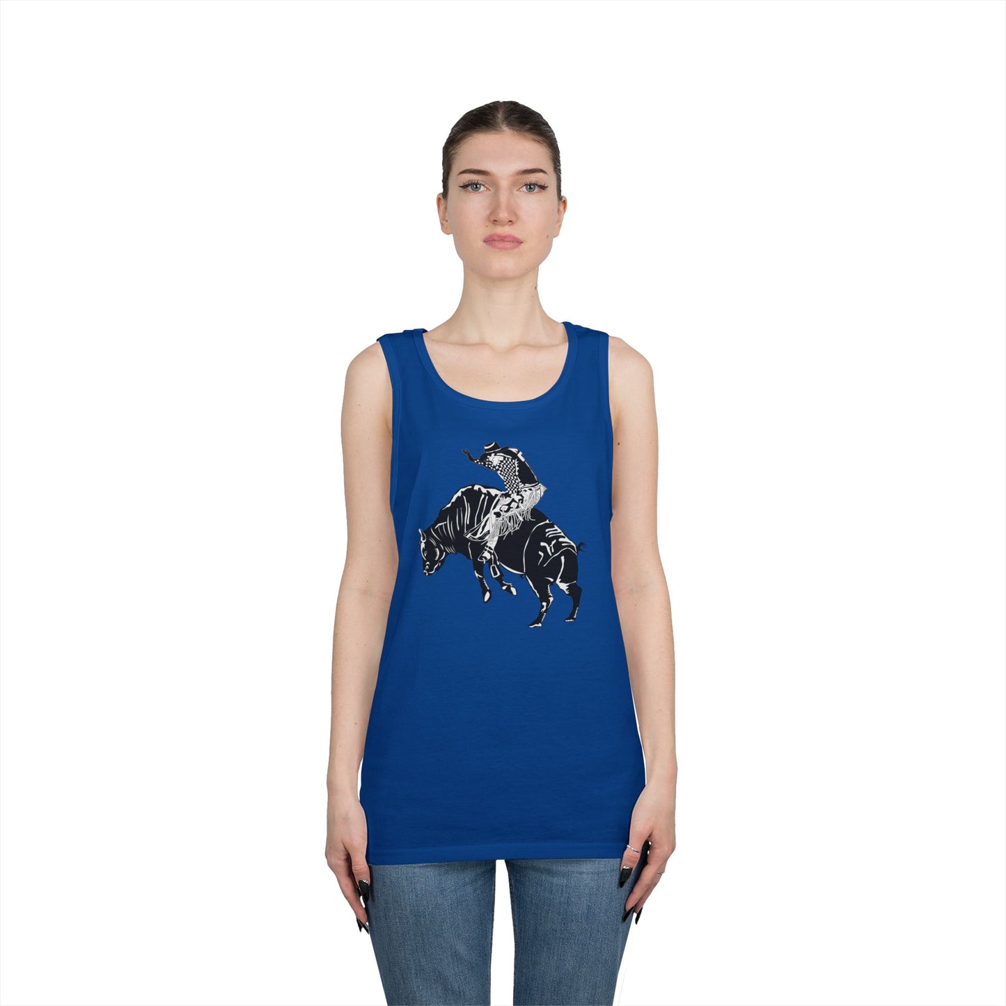 Unisex Heavy Cotton Tank Top - Cowboy - Bull Rider - BW