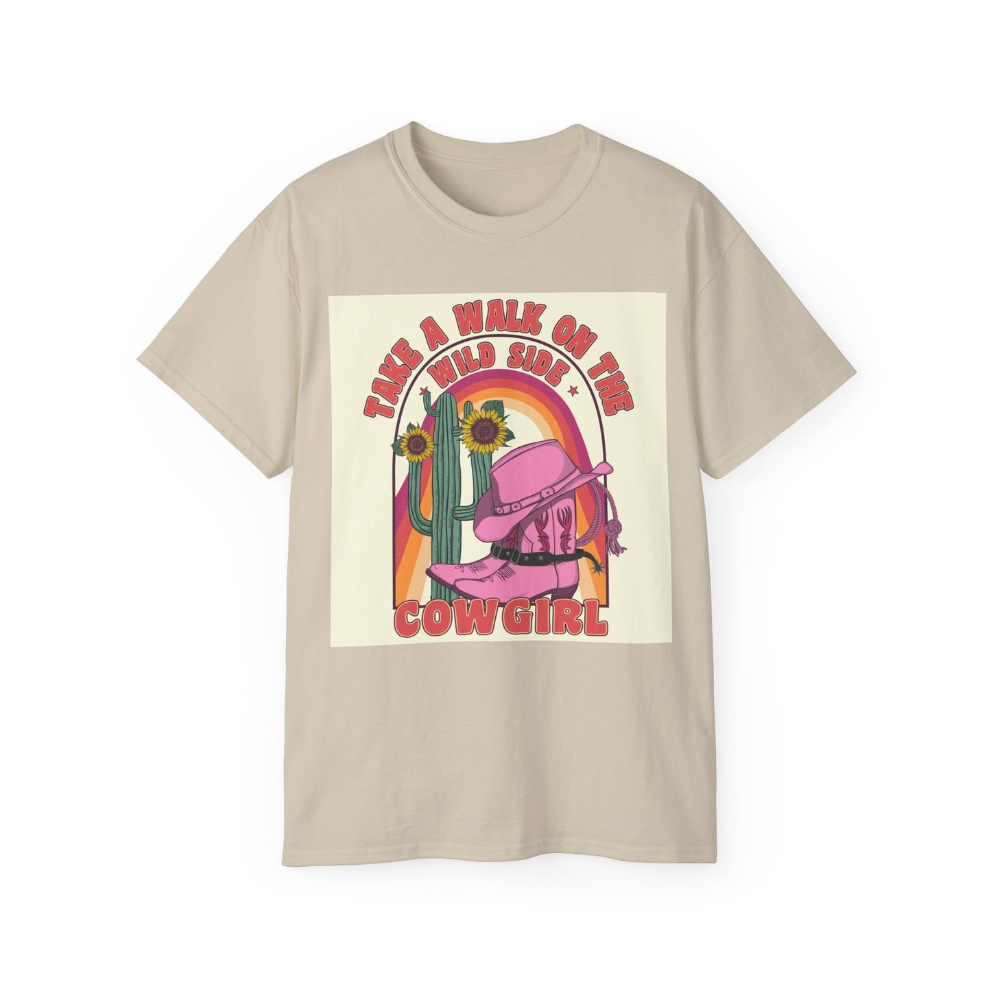 Unisex Ultra Cotton Tee - Cowgirl Sunset Boots & Cactus