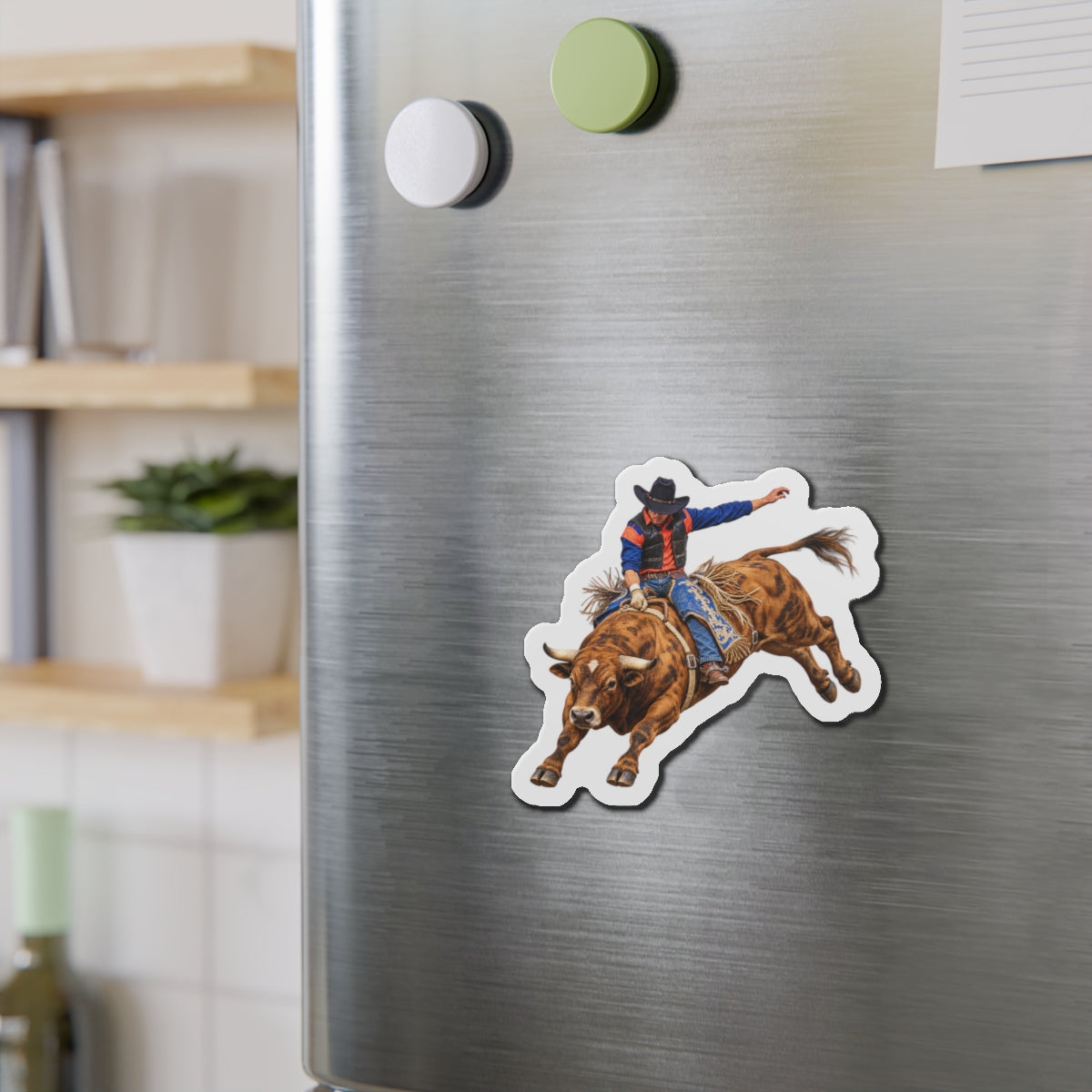 Die-Cut Magnets — Cowboys - Bull Rider - Oblique - without Text - 3D Transparent