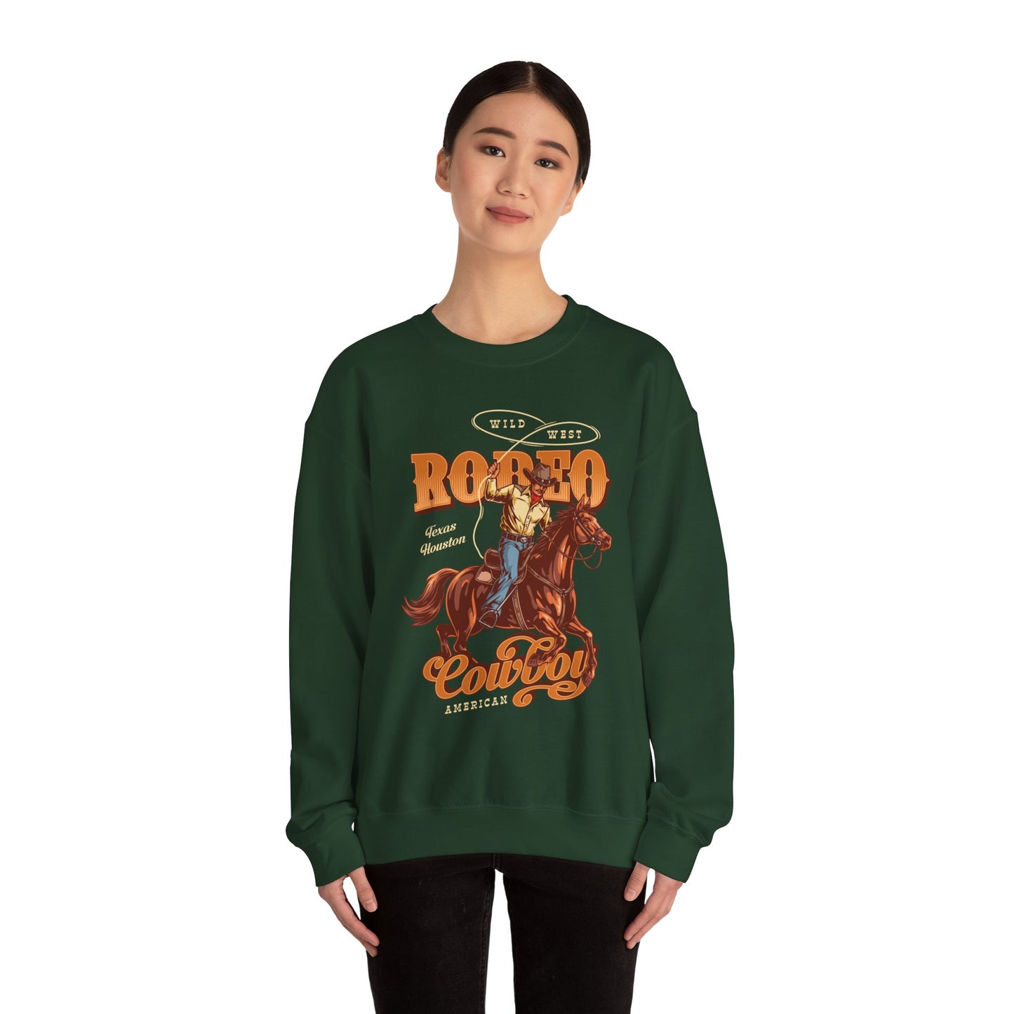 Crewneck Sweatshirt - Wild West - Houston, Texas - American Rodeo Cowboy