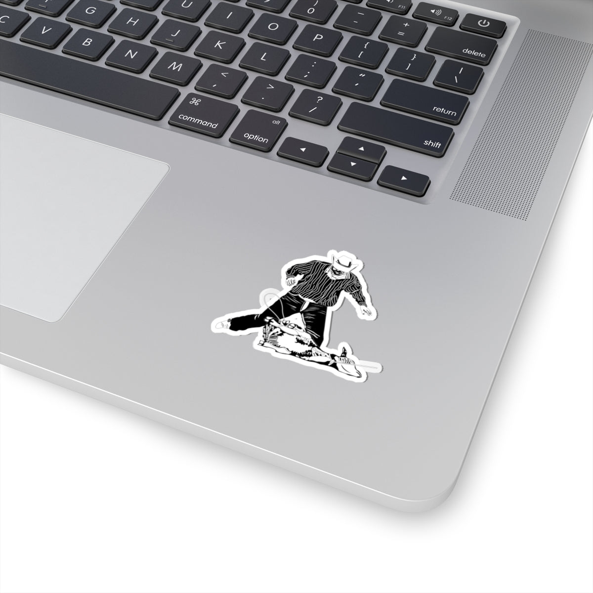 Kiss-Cut Stickers - Calf Roping - BW