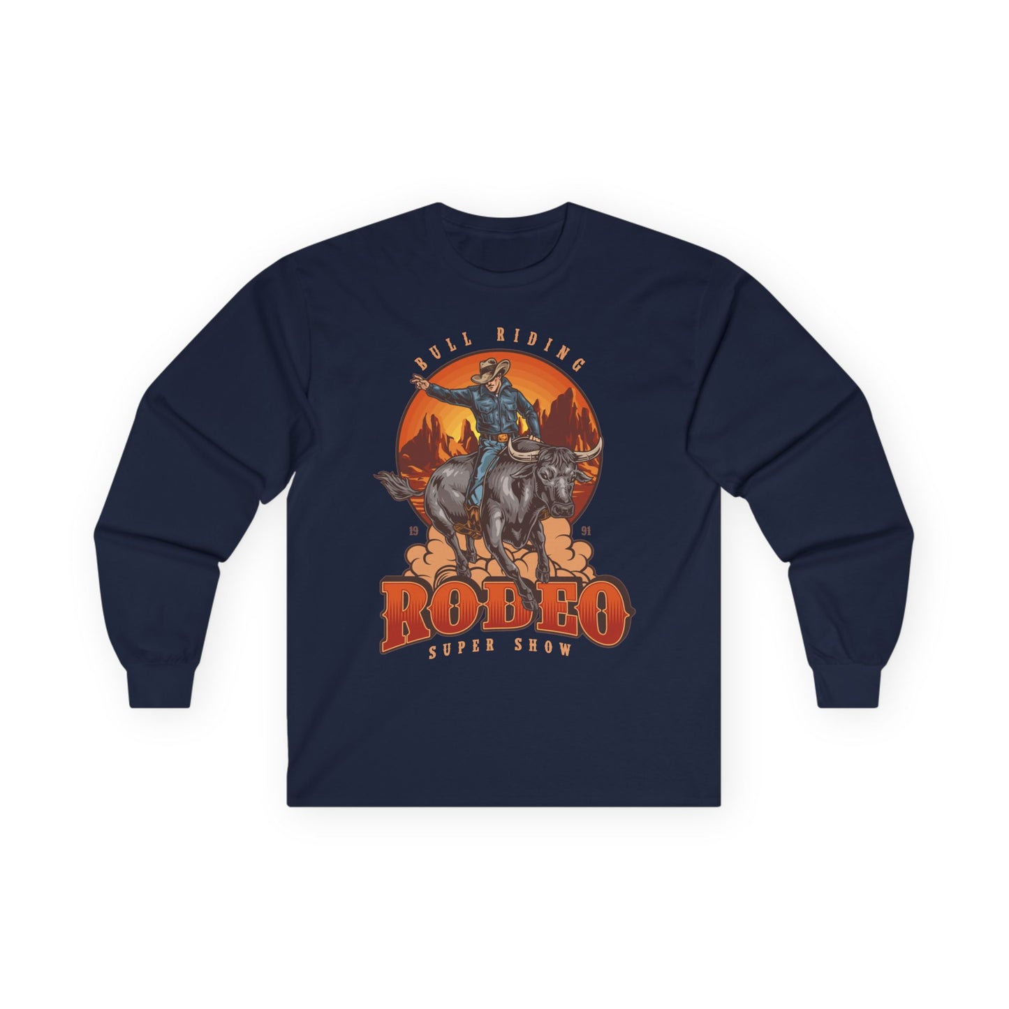 Unisex Ultra Cotton Long Sleeve Tee - Bull Riding - Rodeo Super Show