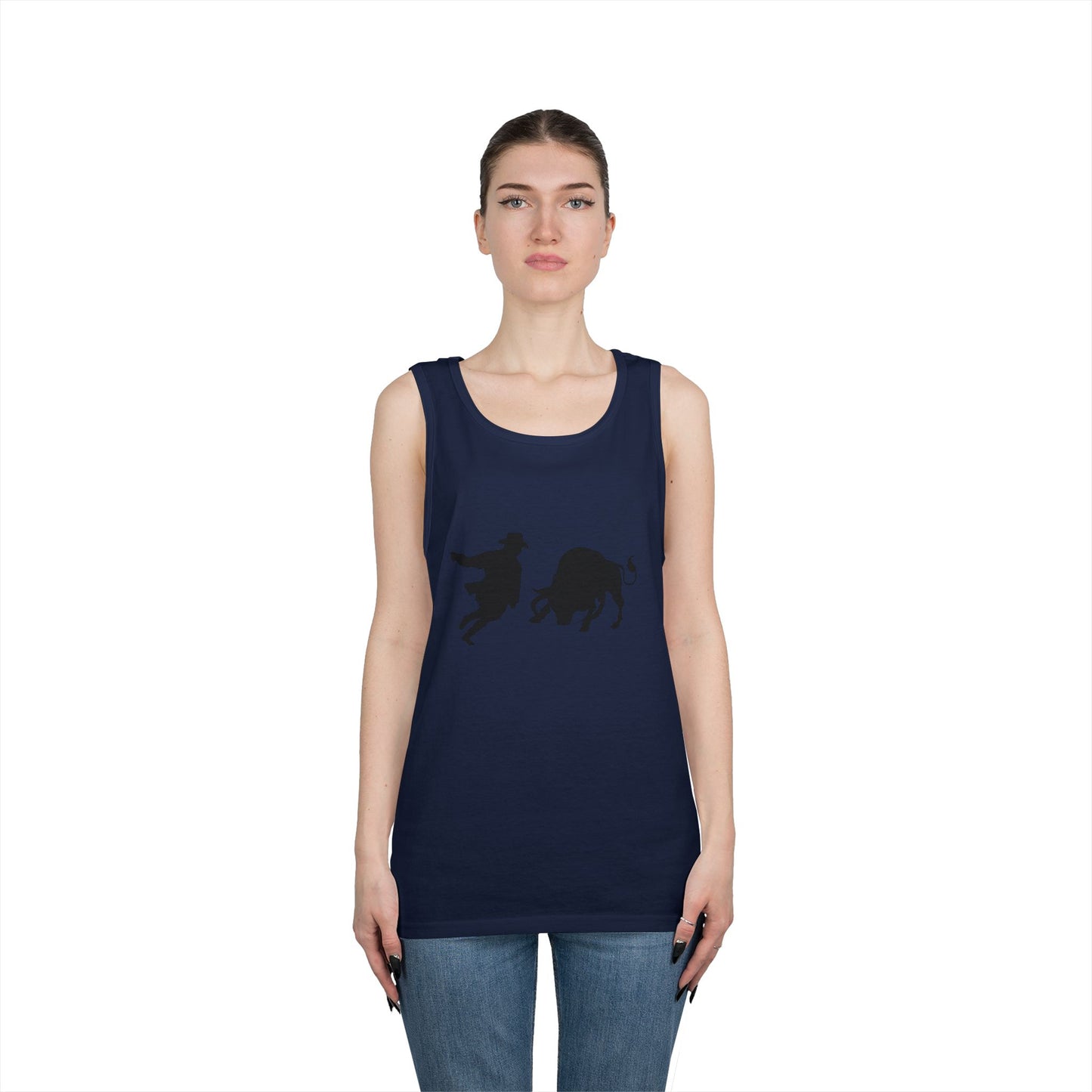Unisex Heavy Cotton Tank Top - Clown and Bull - Silhouette