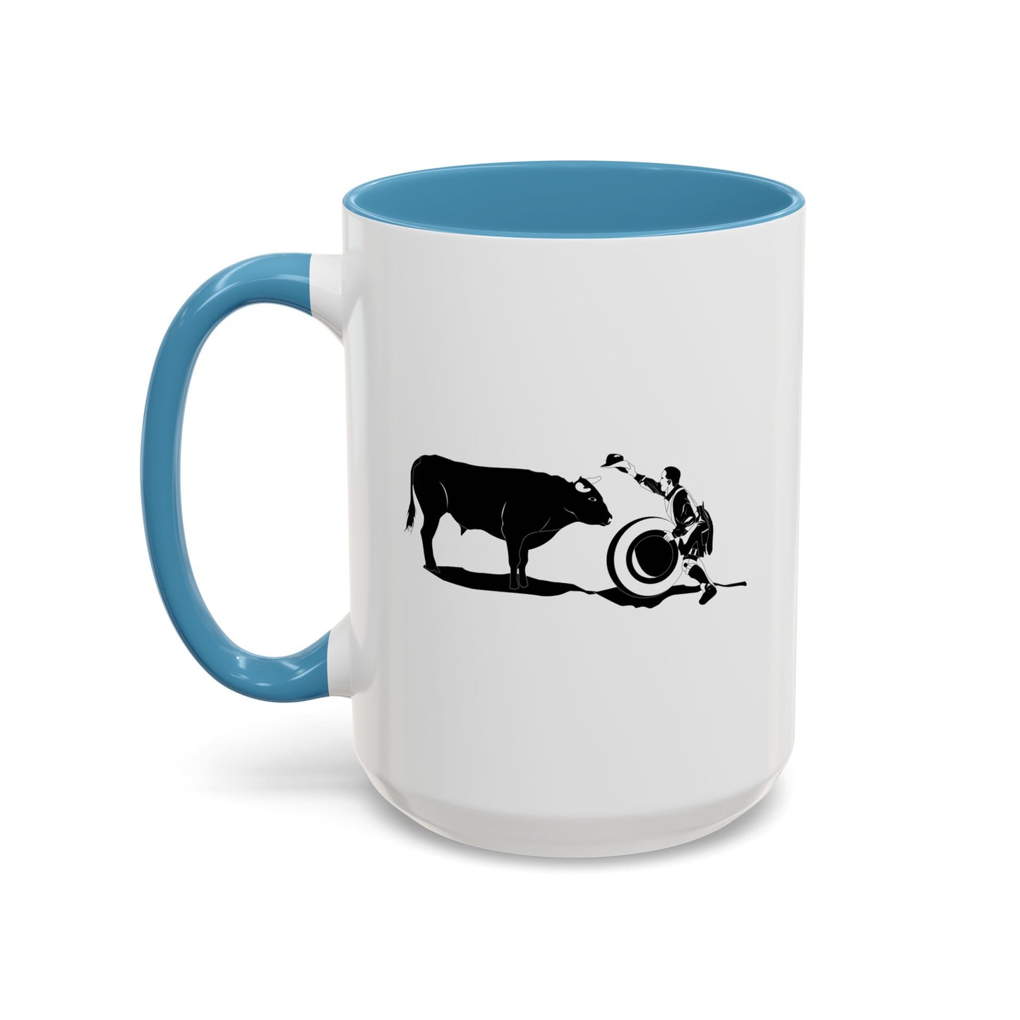 Accent Coffee Mug (11, 15oz) - Clown and Bull - BW