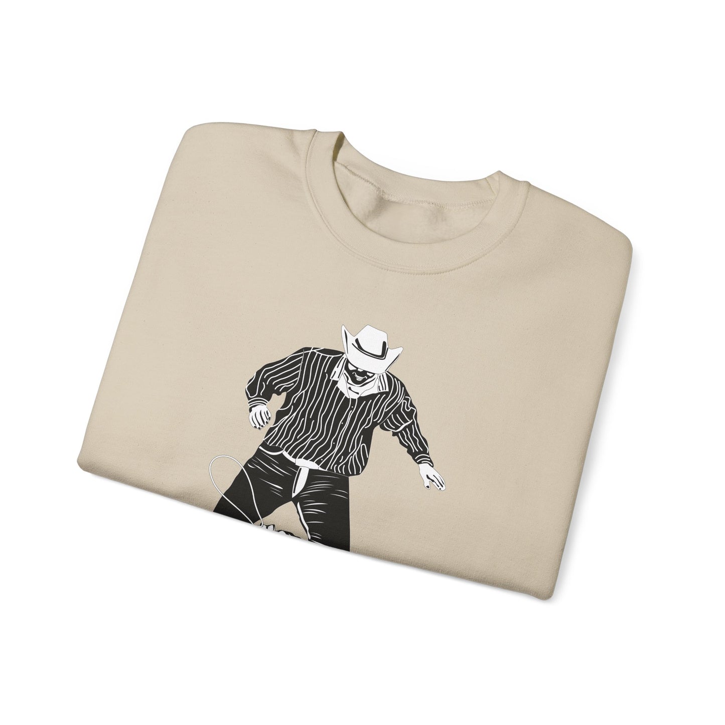 Crewneck Sweatshirt - Calf Roping - BW