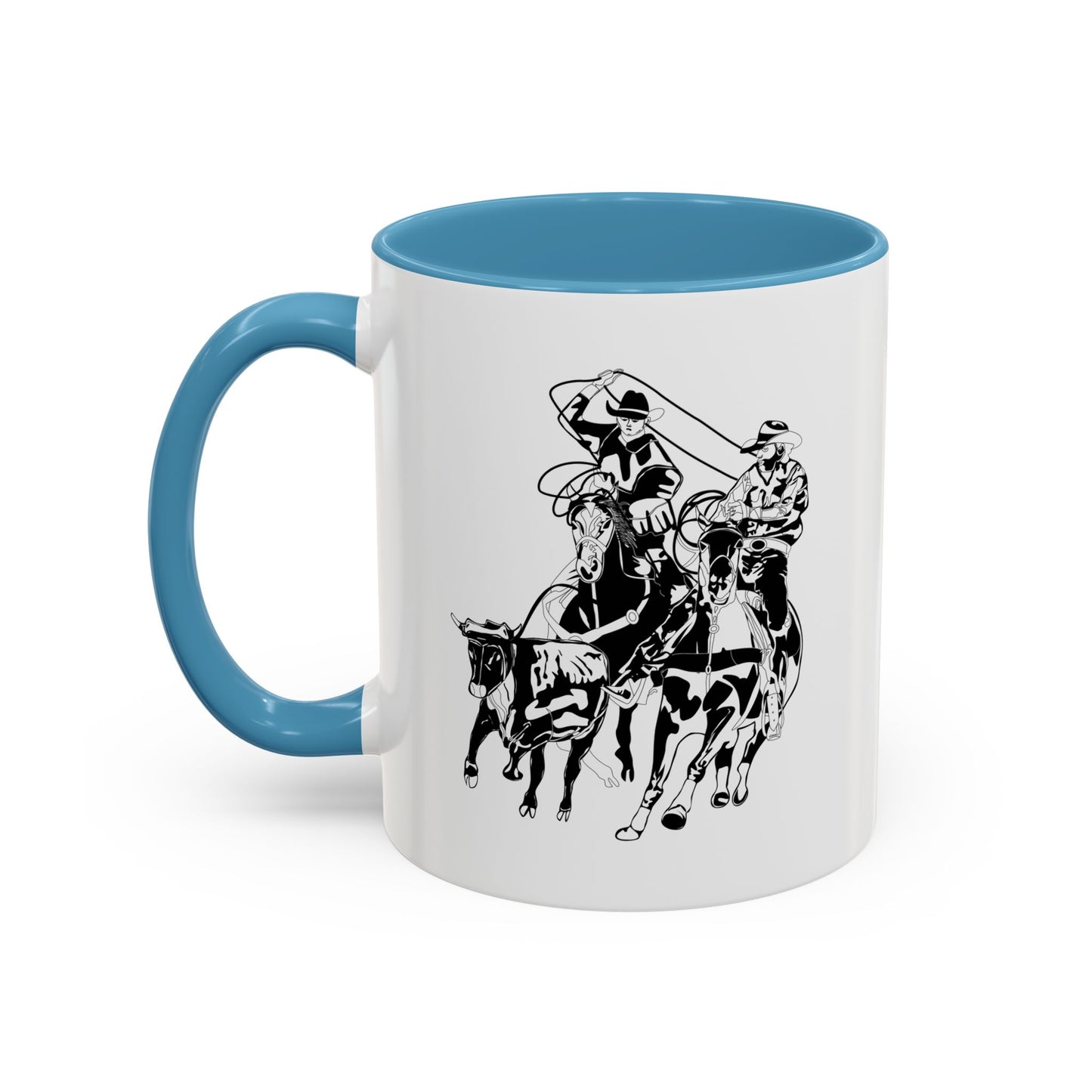 Accent Coffee Mug (11, 15oz) - California Rodeo - Salinas Team Roping - BW
