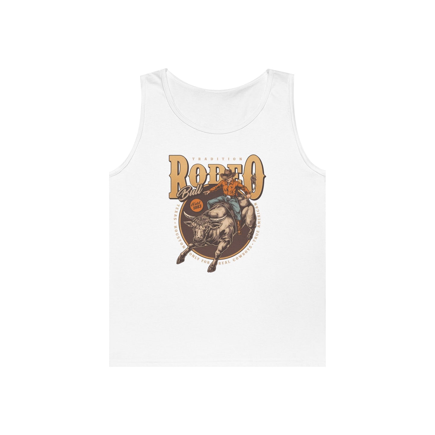 Unisex Heavy Cotton Tank Top - Tradition Rodeo Bull - Real Cowboys