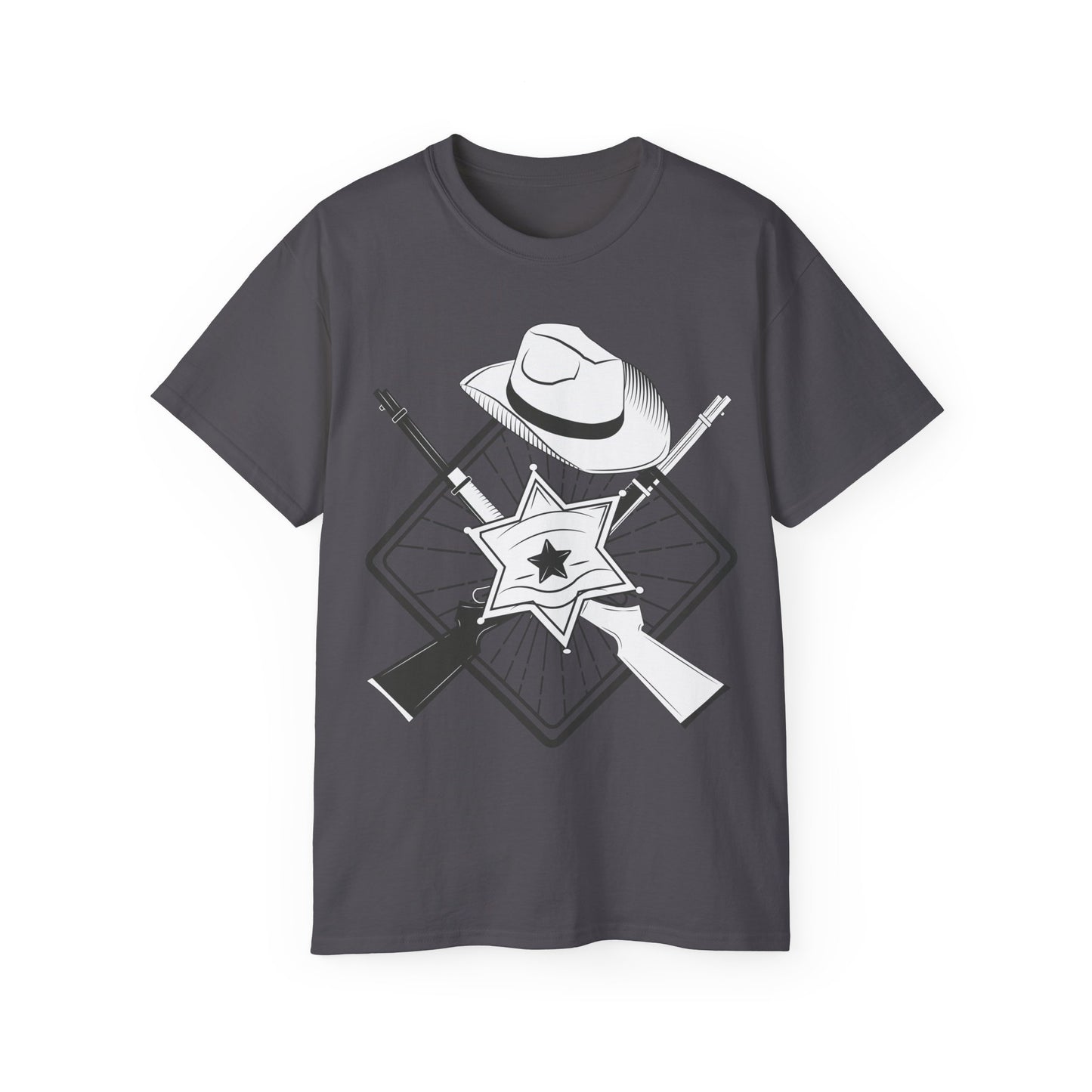 Unisex Ultra Cotton Tee - Vintage Cowboy w Rifles and Hat