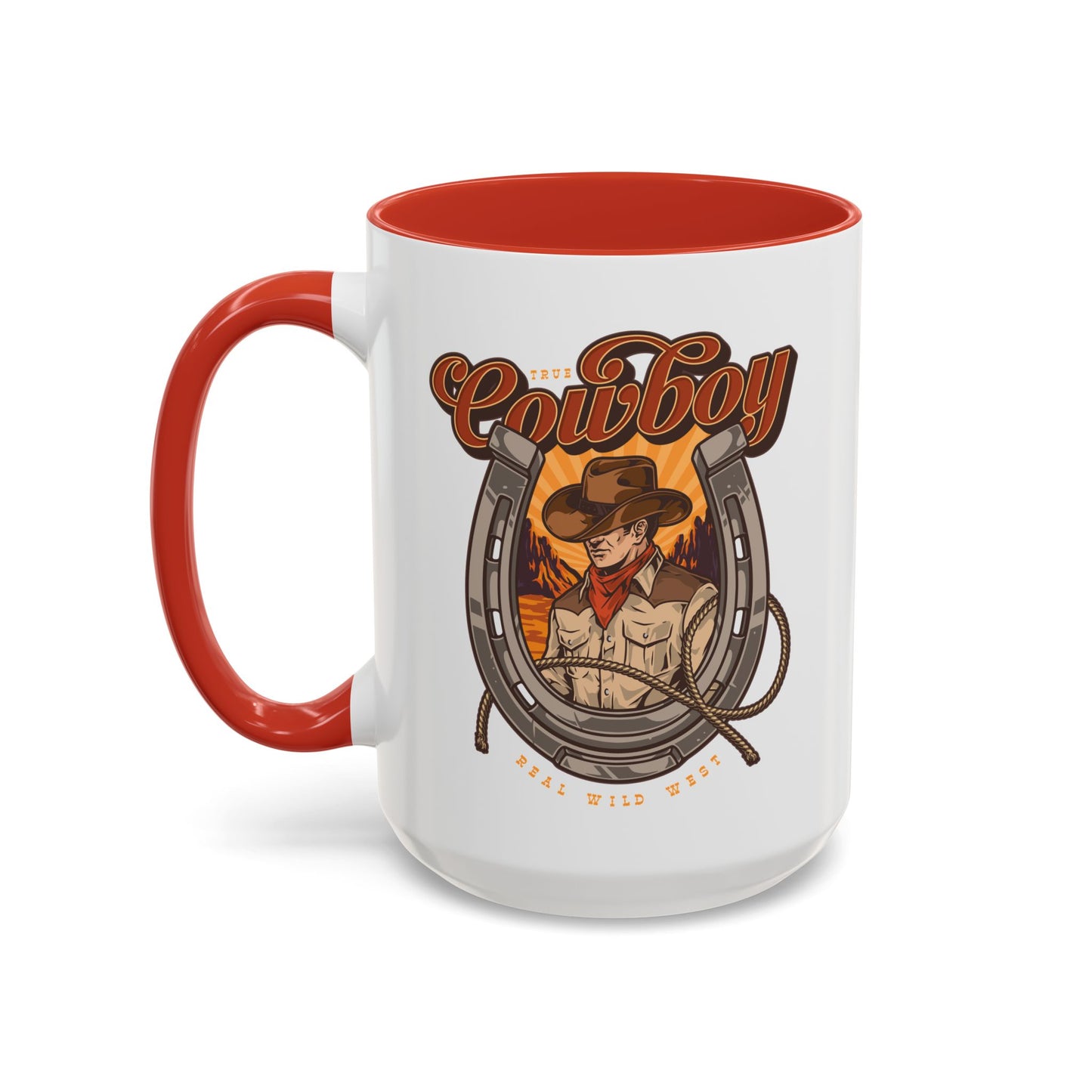 Accent Coffee Mug (11, 15oz) - True Cowboy - Real Wild West