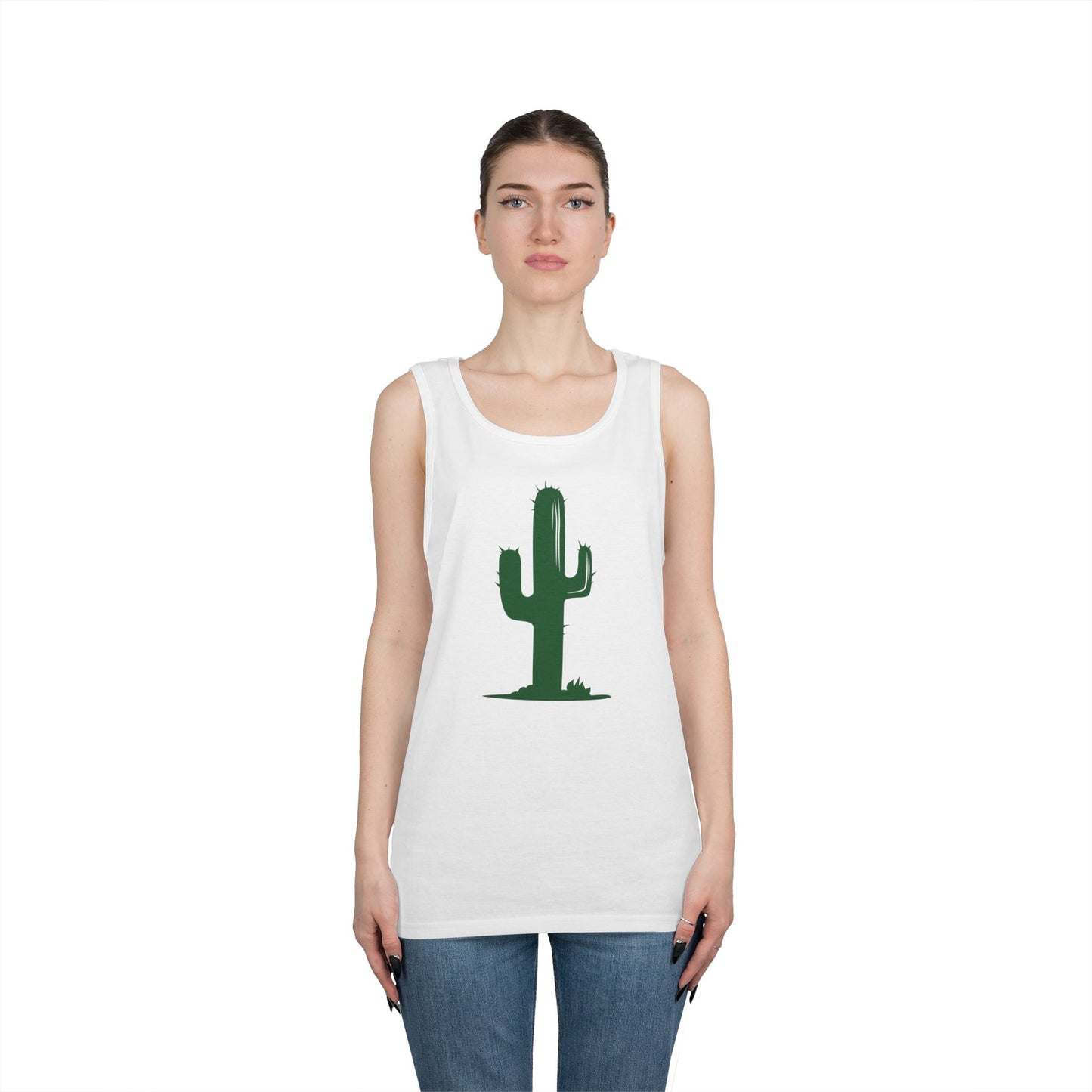 Unisex Heavy Cotton Tank Top - Green Western Cactus X 300