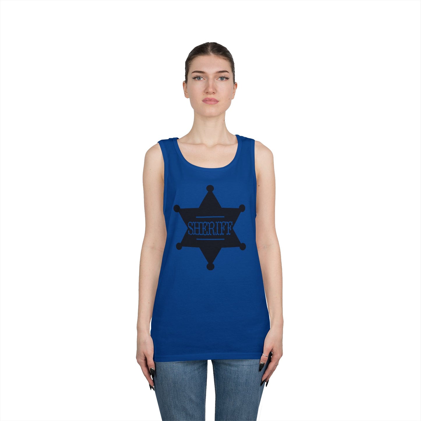 Unisex Heavy Cotton Tank Top - Sheriff Badge w Txt Sheriff X 300